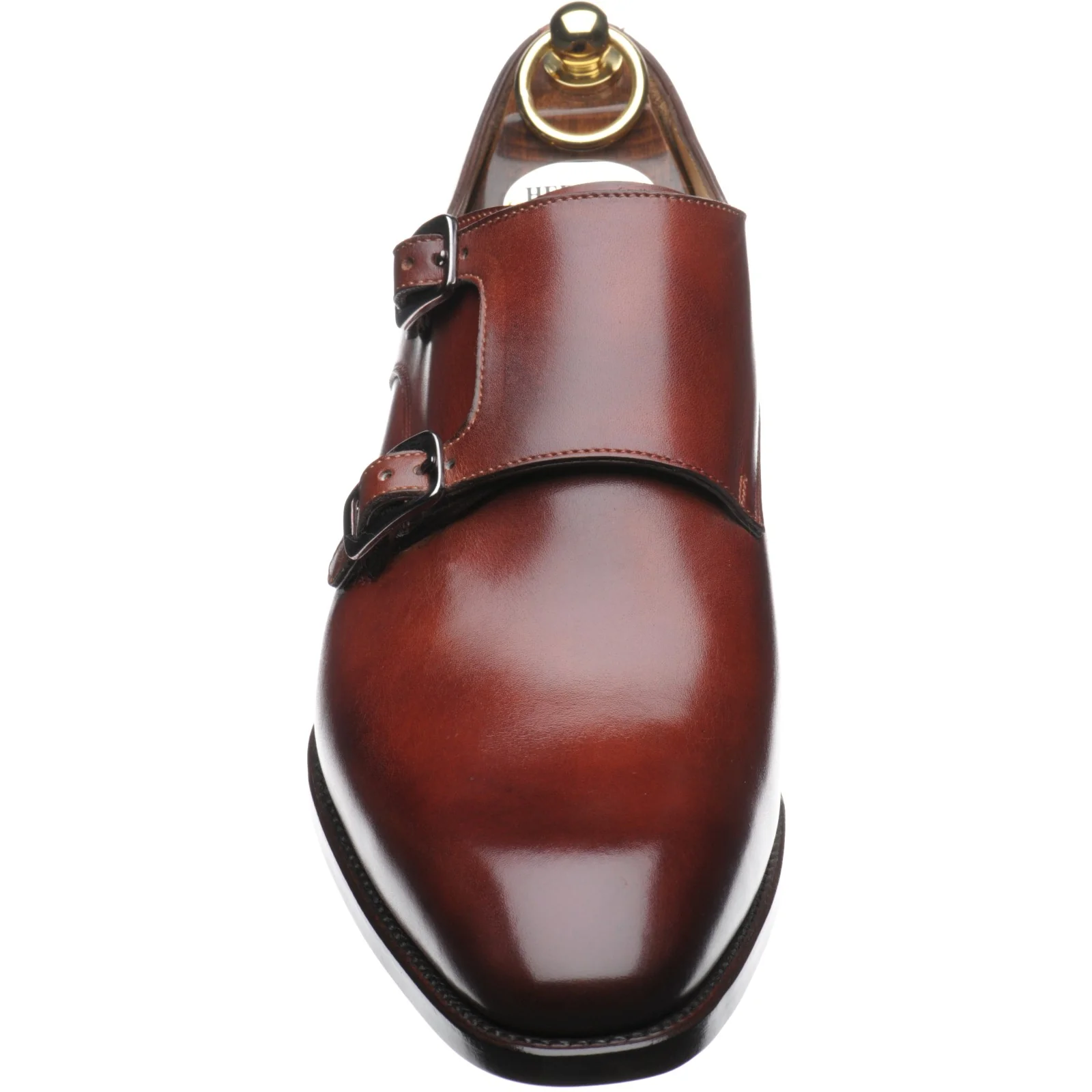 Herring Shakespeare mens double monk shoes in rosewood calf (second) - Image 2
