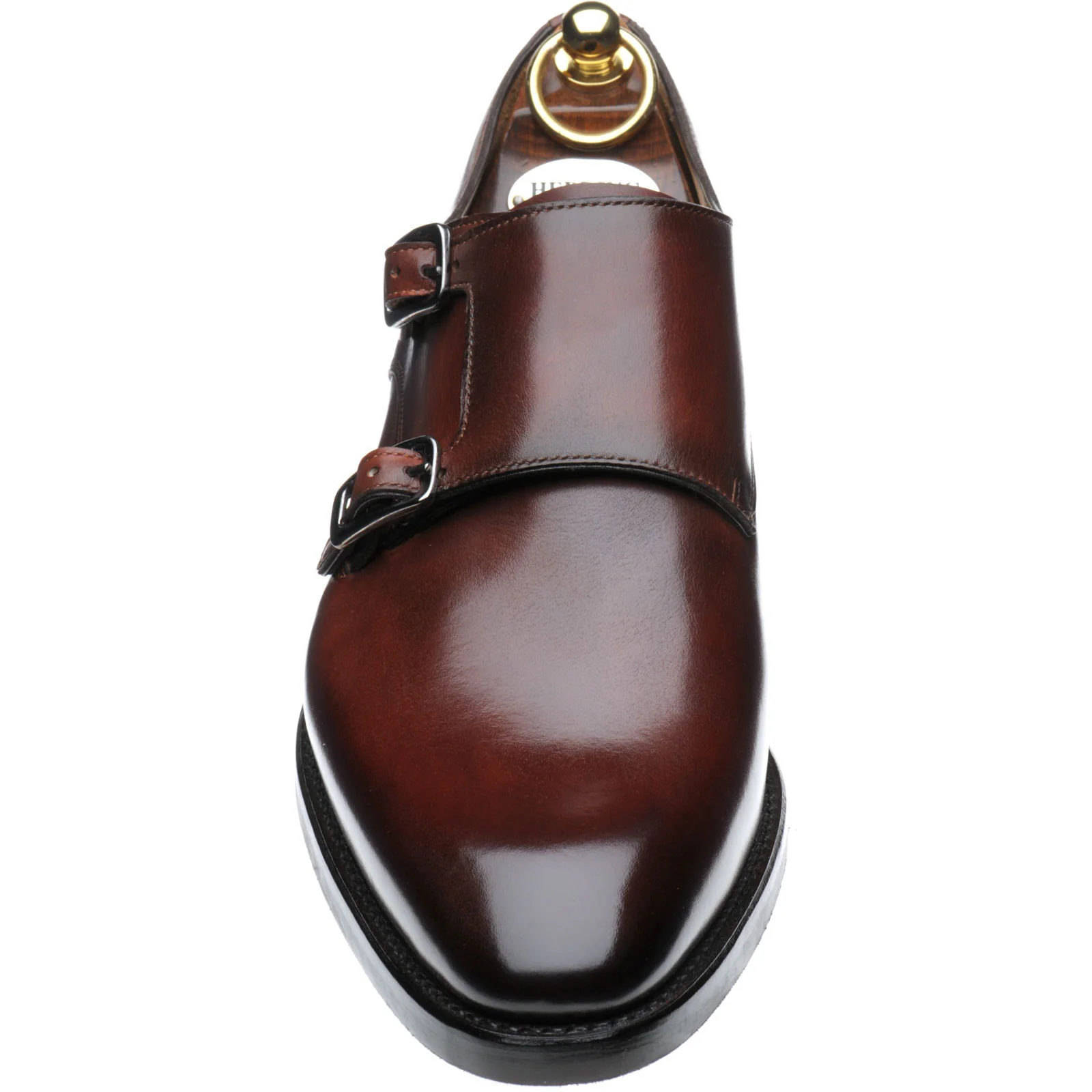 Herring Shakespeare R mens rubber-soled double monk shoes in rosewood calf - Image 2