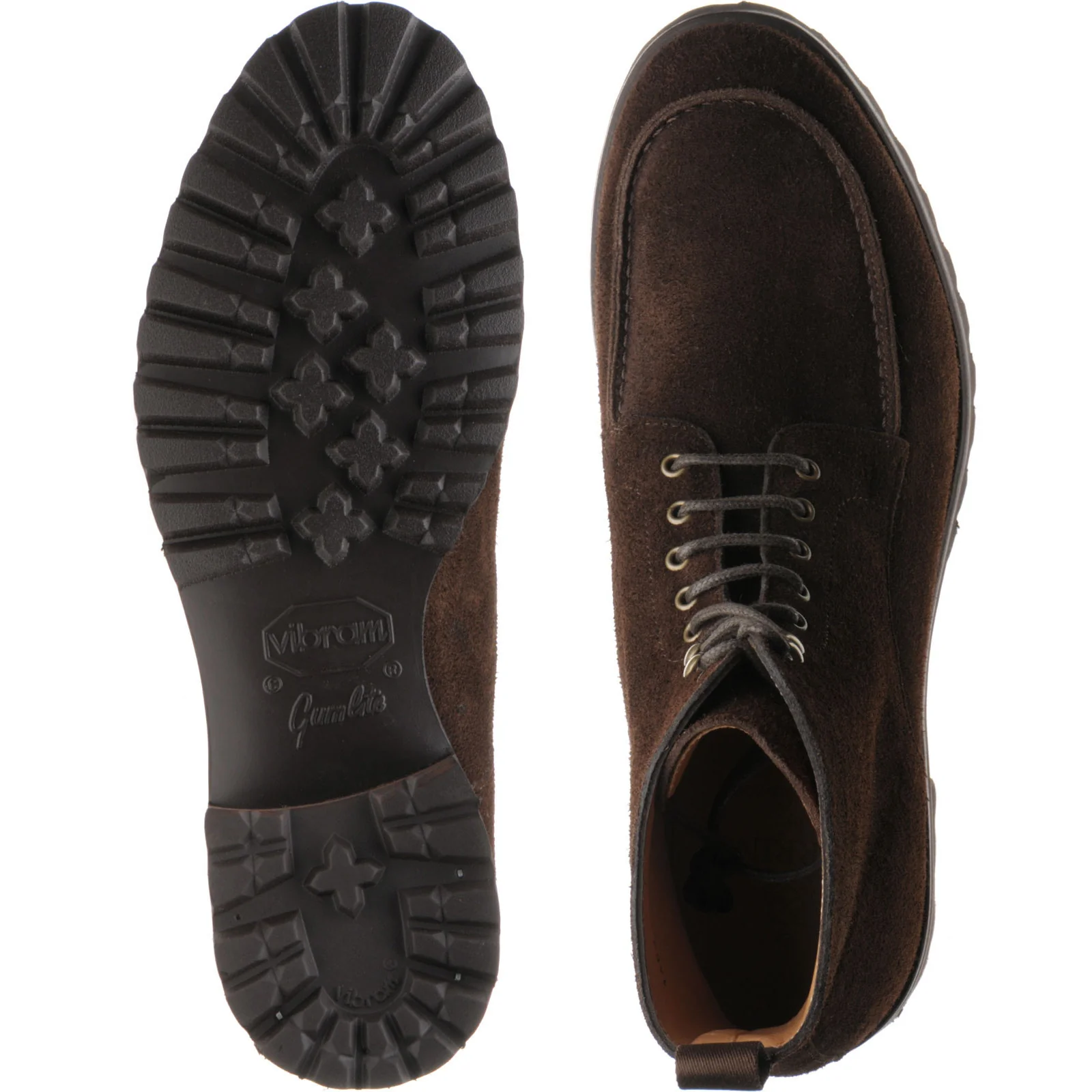 Herring Sharpham mens rubber-soled boots in dark brown suede - Image 3