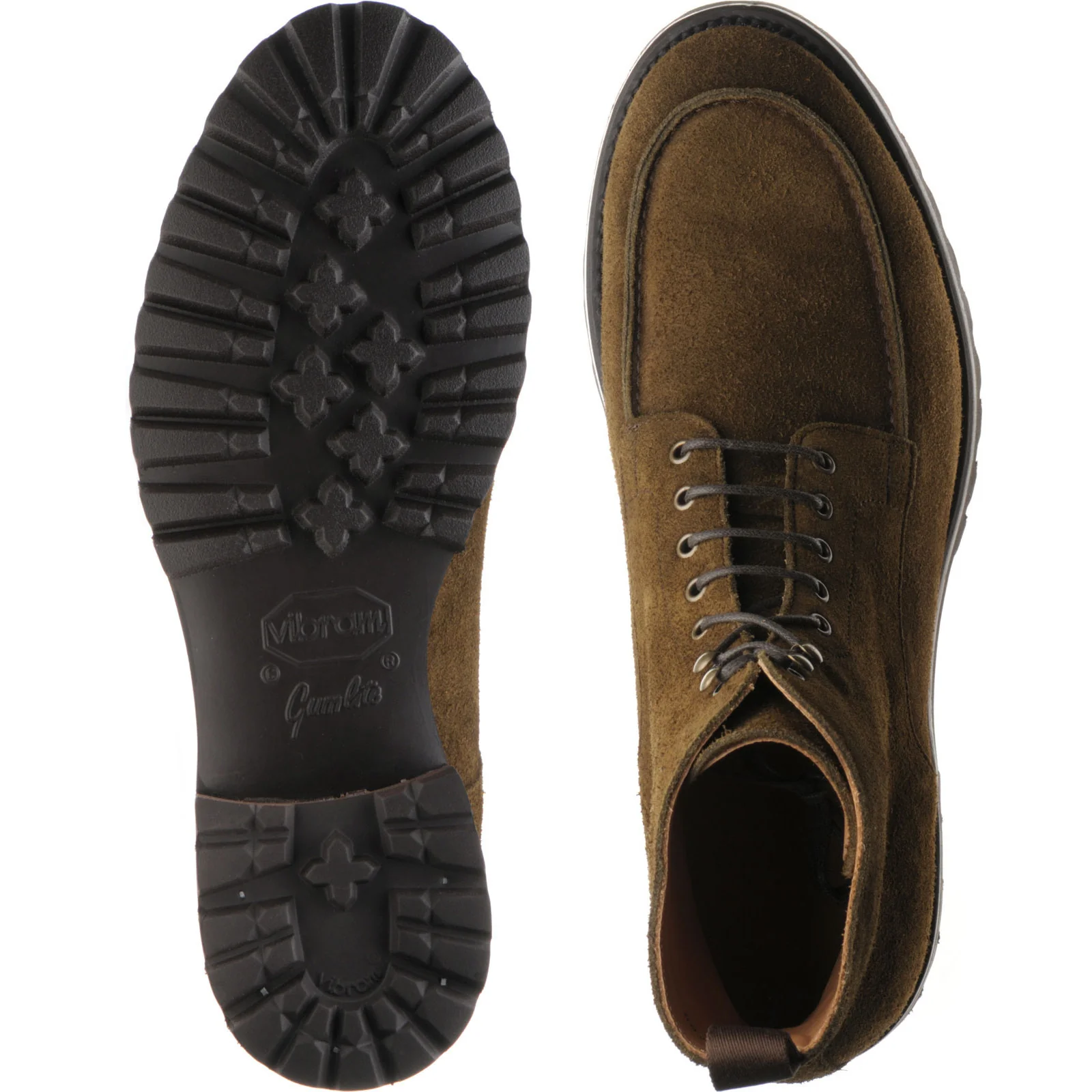 Herring Sharpham mens rubber-soled boots in dark green suede - Image 3