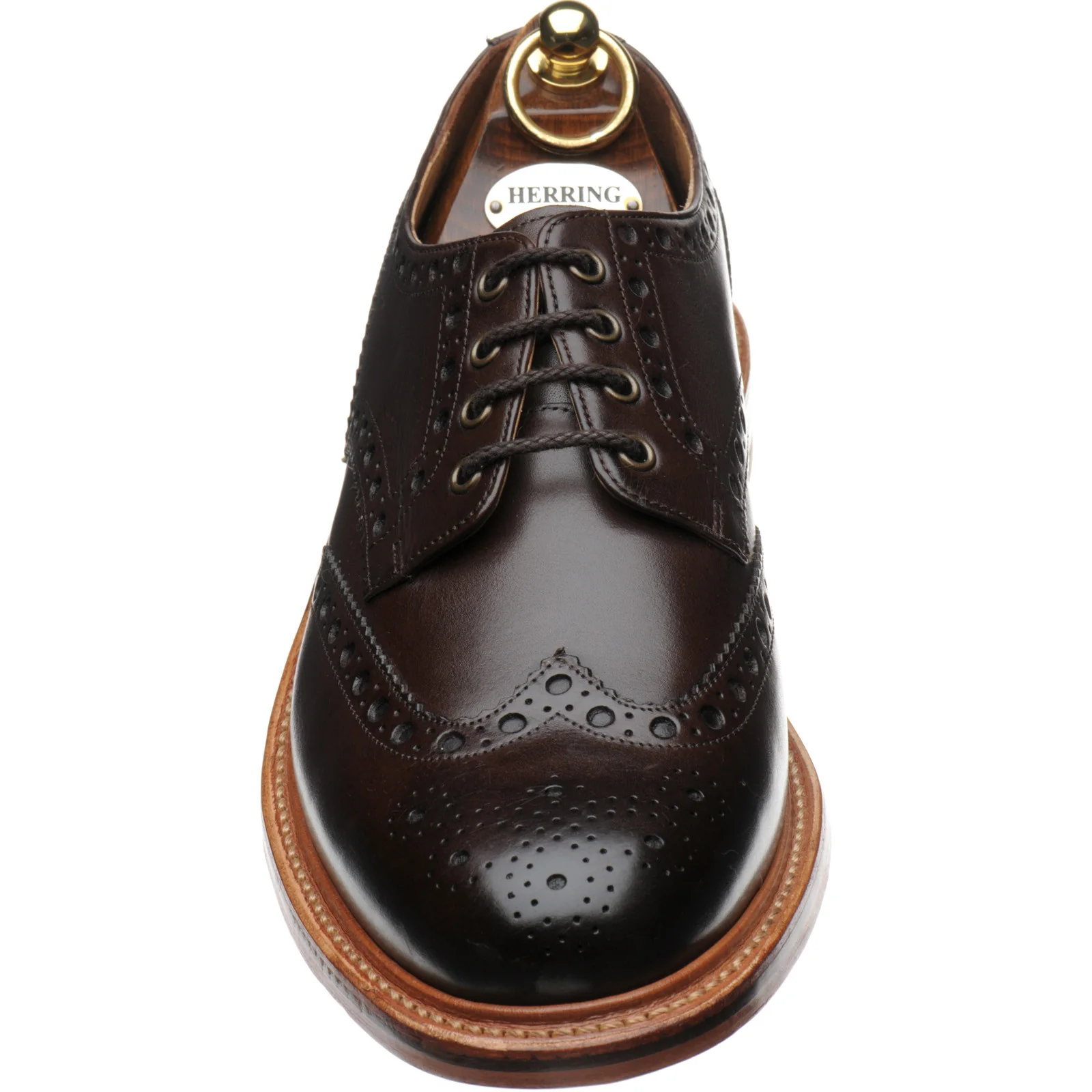 Herring Sheffield mens brogues in dark brown calf - Image 2