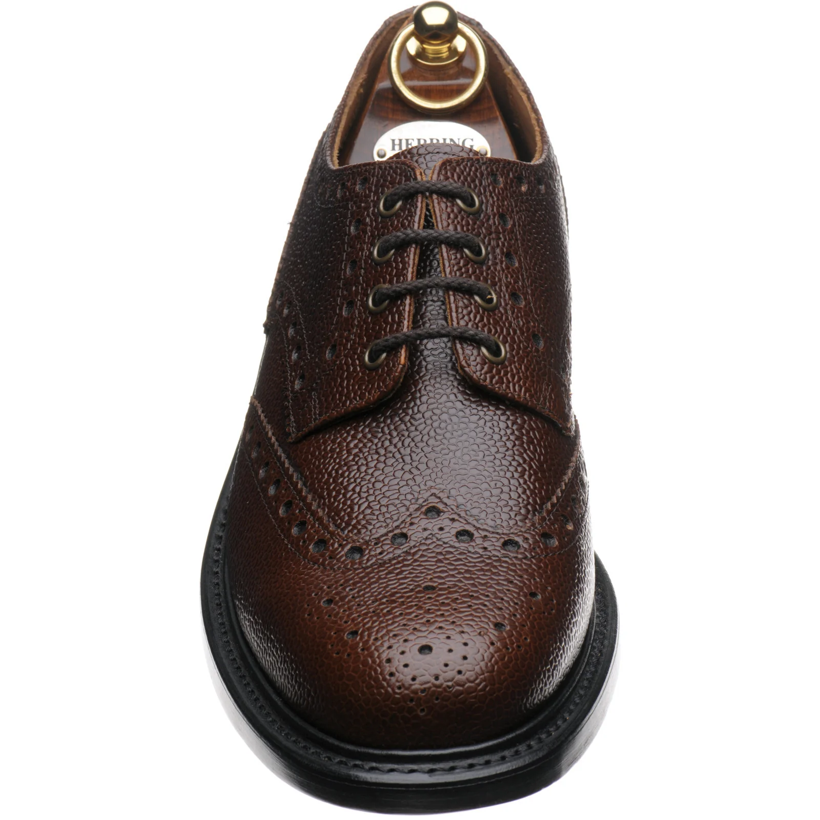 Herring Sheffield mens brogues in polished brown grain - Image 2
