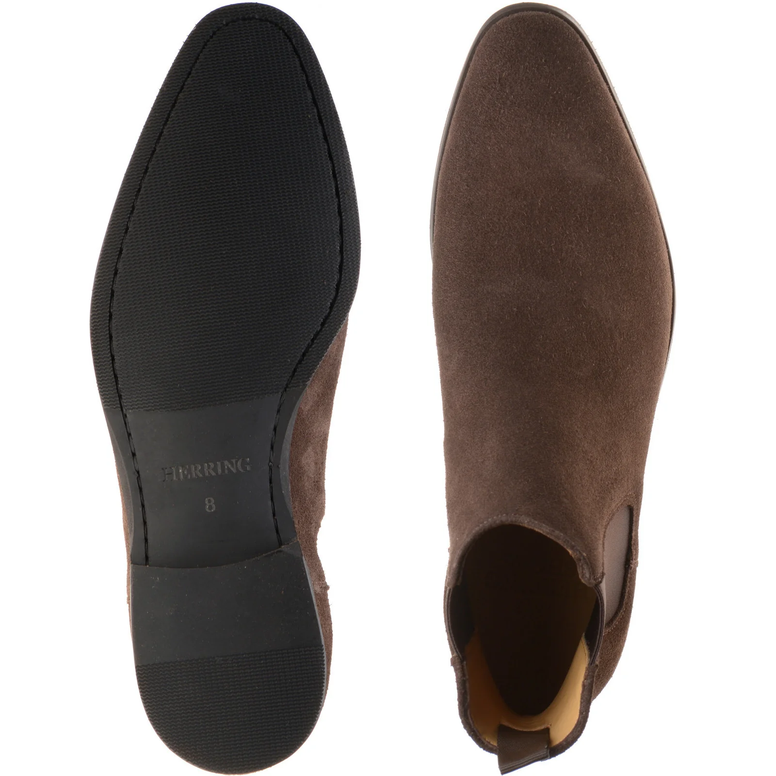 Herring Shelley mens rubber-soled Chelsea boots in brown suede - Image 3