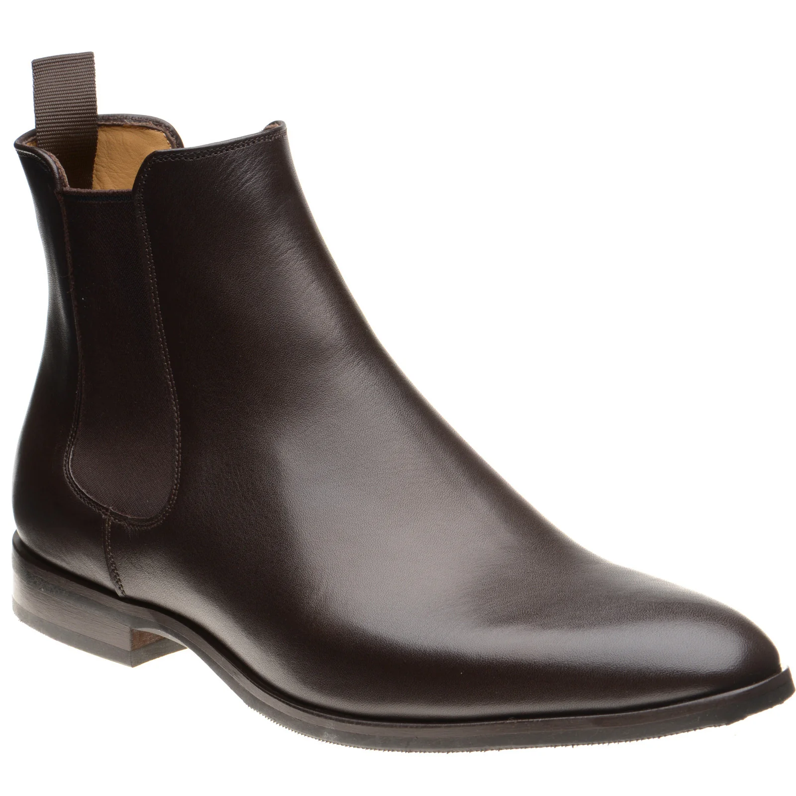 Herring Shelley mens rubber-soled Chelsea boots in chocolate brown calf