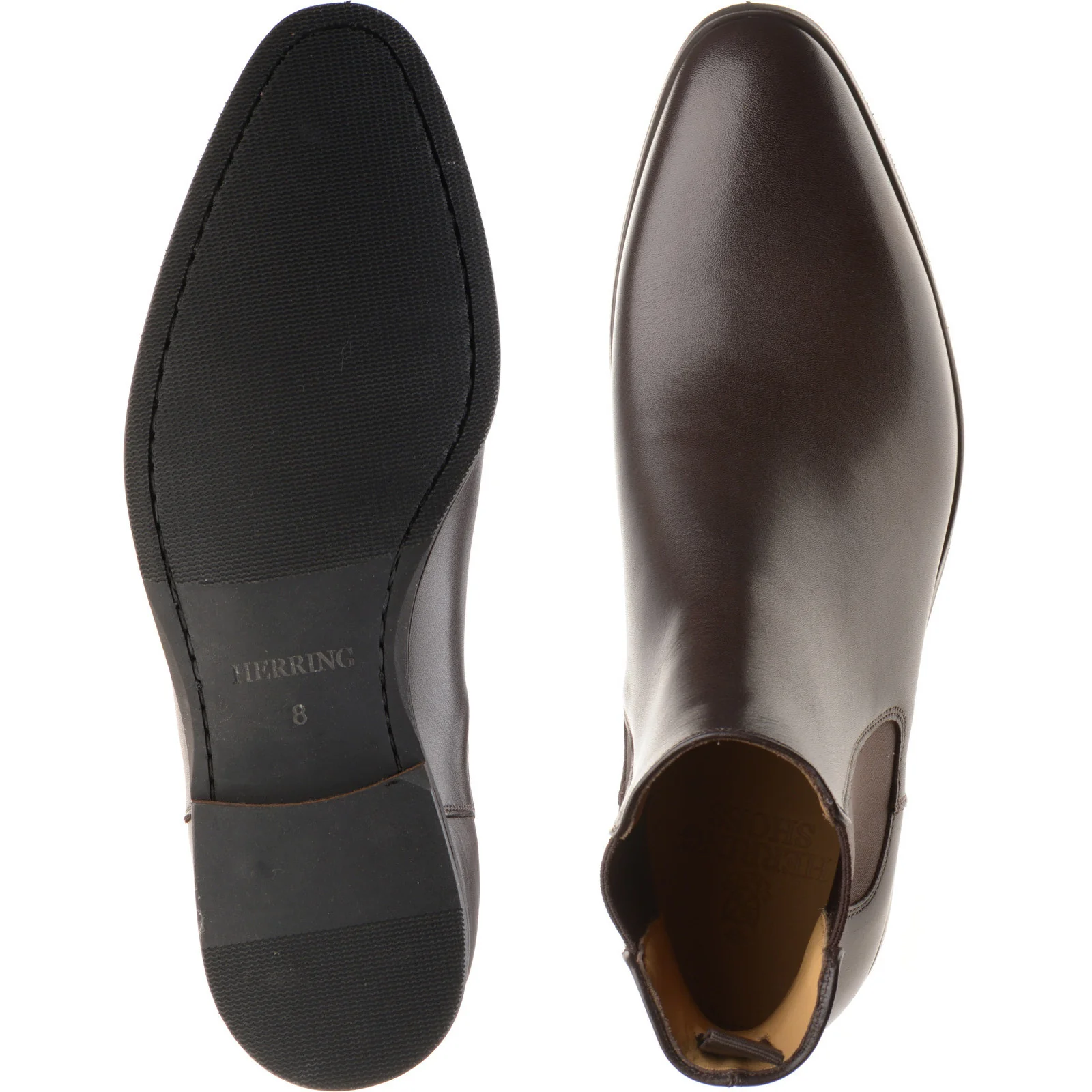 Herring Shelley mens rubber-soled Chelsea boots in chocolate brown calf - Image 3