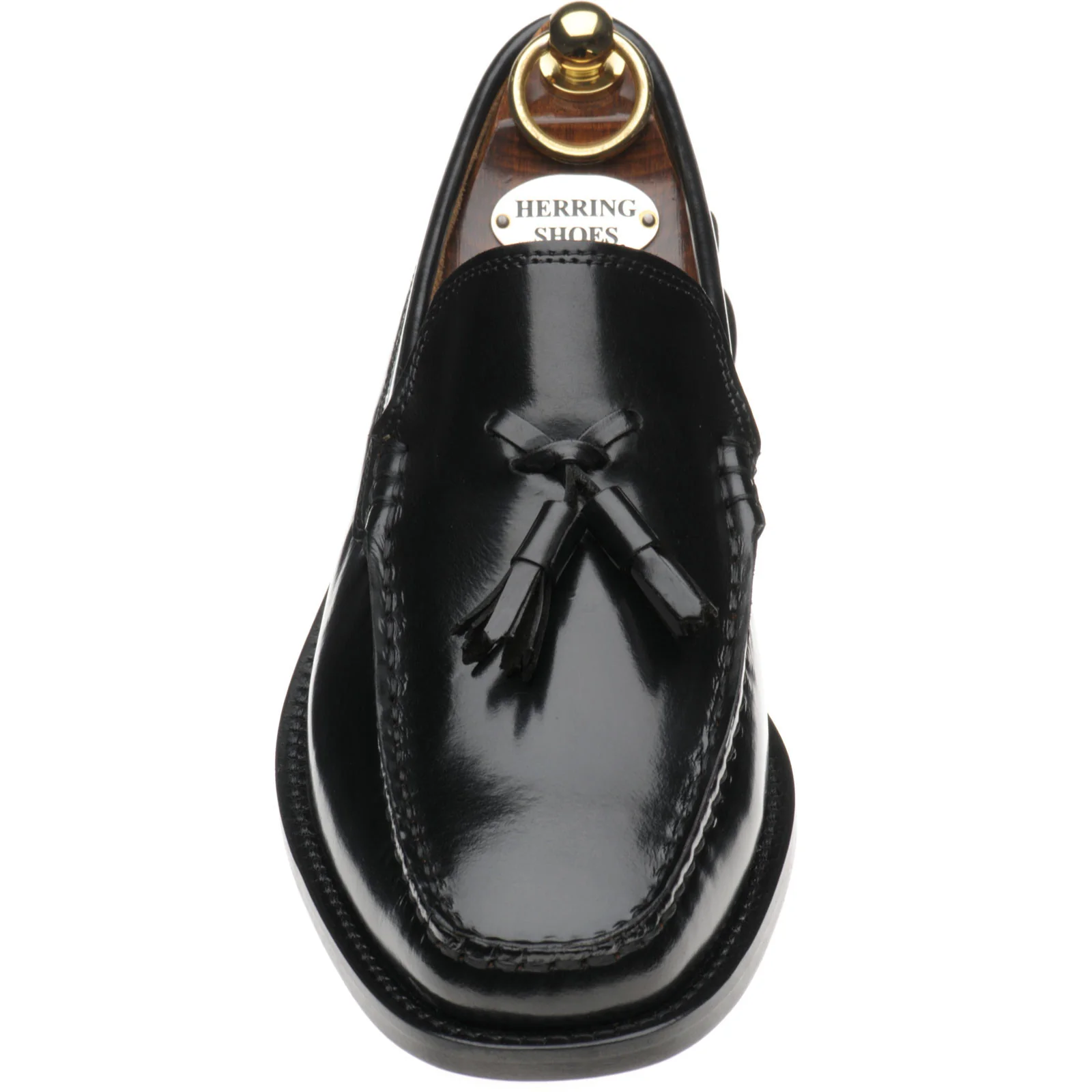 Herring Sienna II mens hybrid-soled tasselled loafers in black polished - Image 2