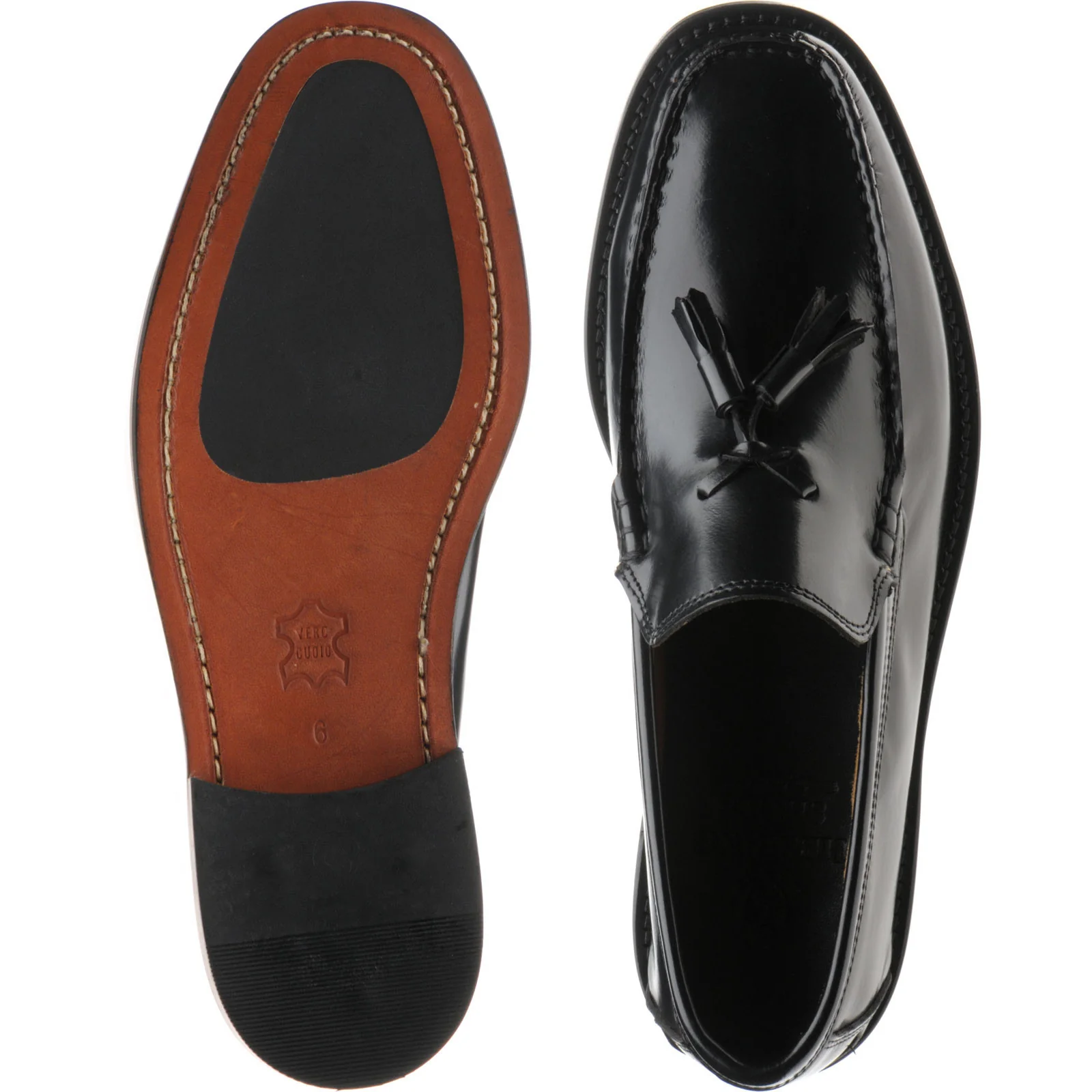 Herring Sienna II mens hybrid-soled tasselled loafers in black polished - Image 3