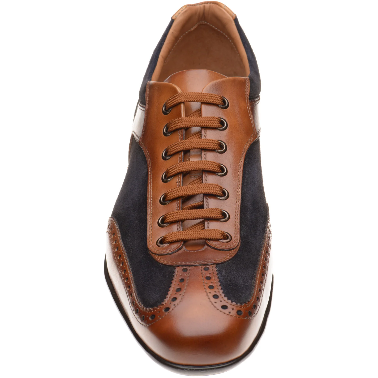 Herring Silverstone mens rubber-soled in tan calf and navy suede - Image 2