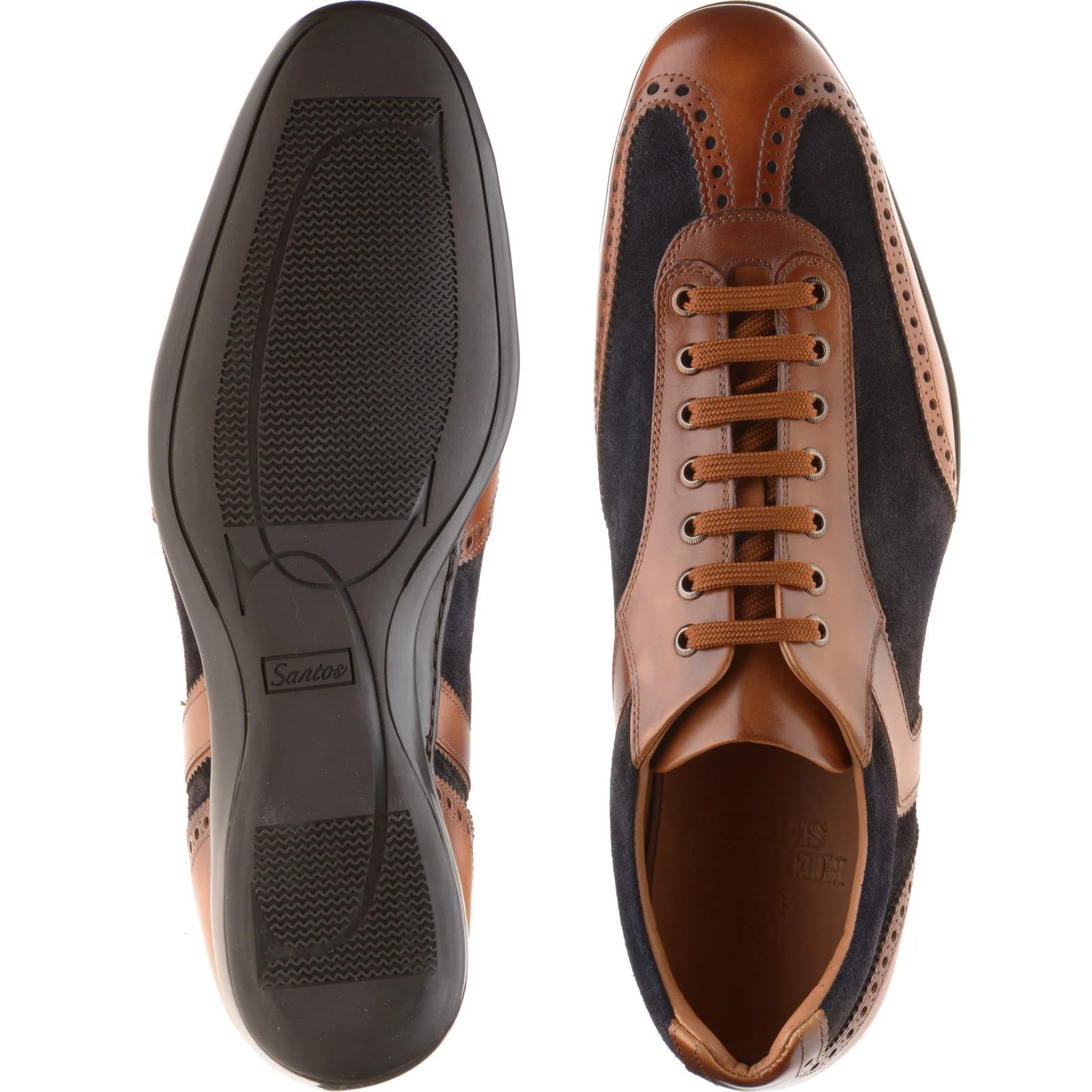 Herring Silverstone mens rubber-soled in tan calf and navy suede - Image 3