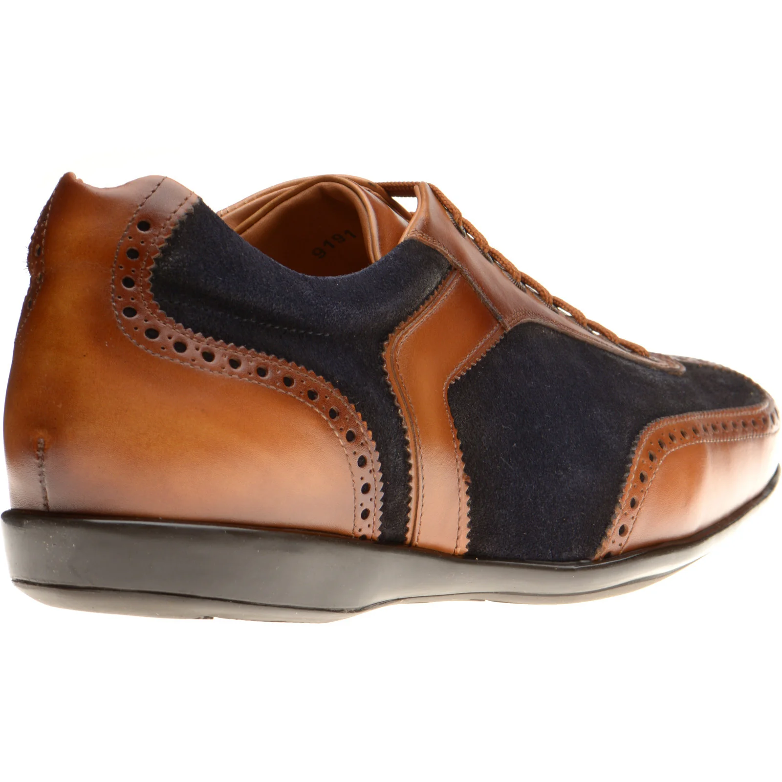 Herring Silverstone mens rubber-soled in tan calf and navy suede - Image 4