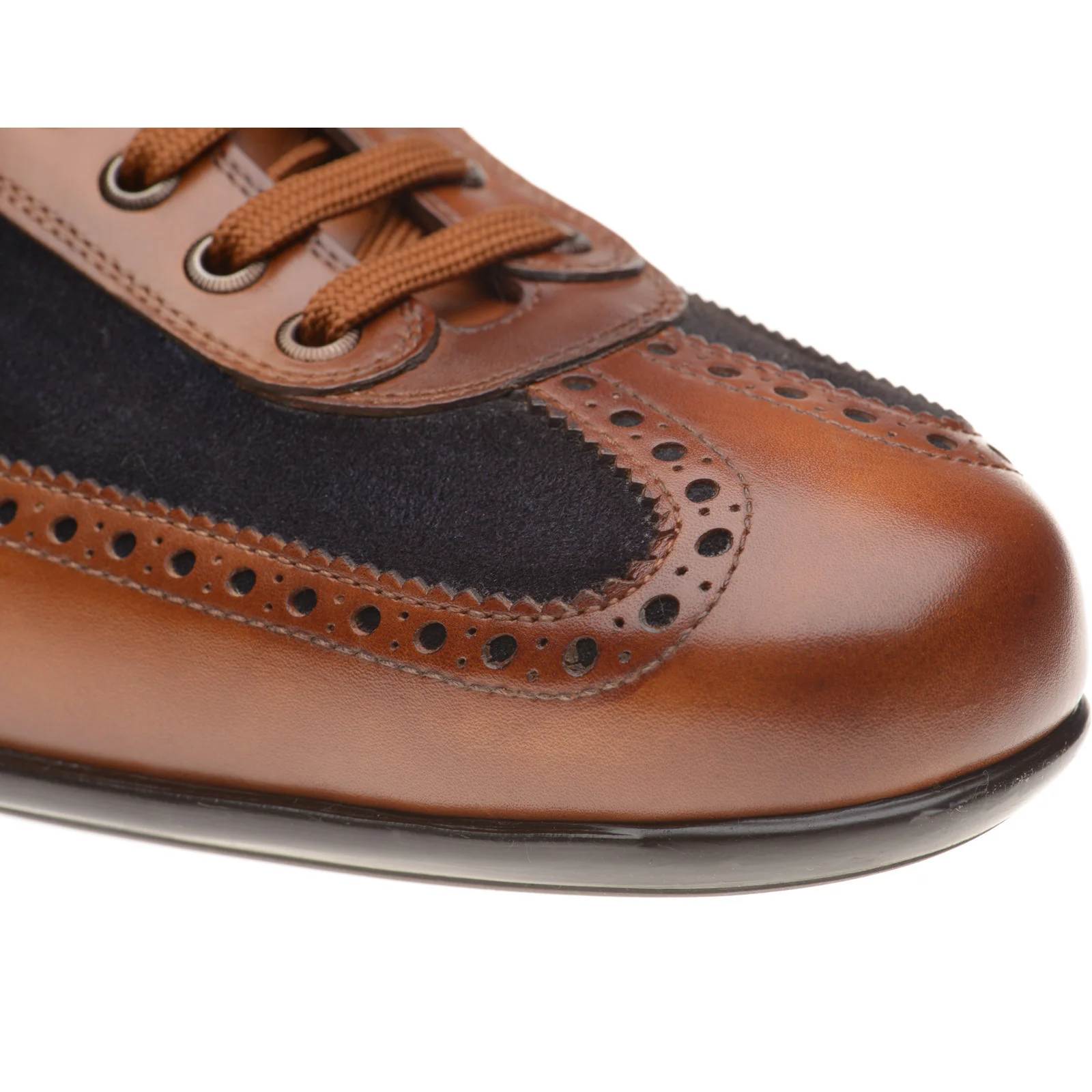 Herring Silverstone mens rubber-soled in tan calf and navy suede - Image 5