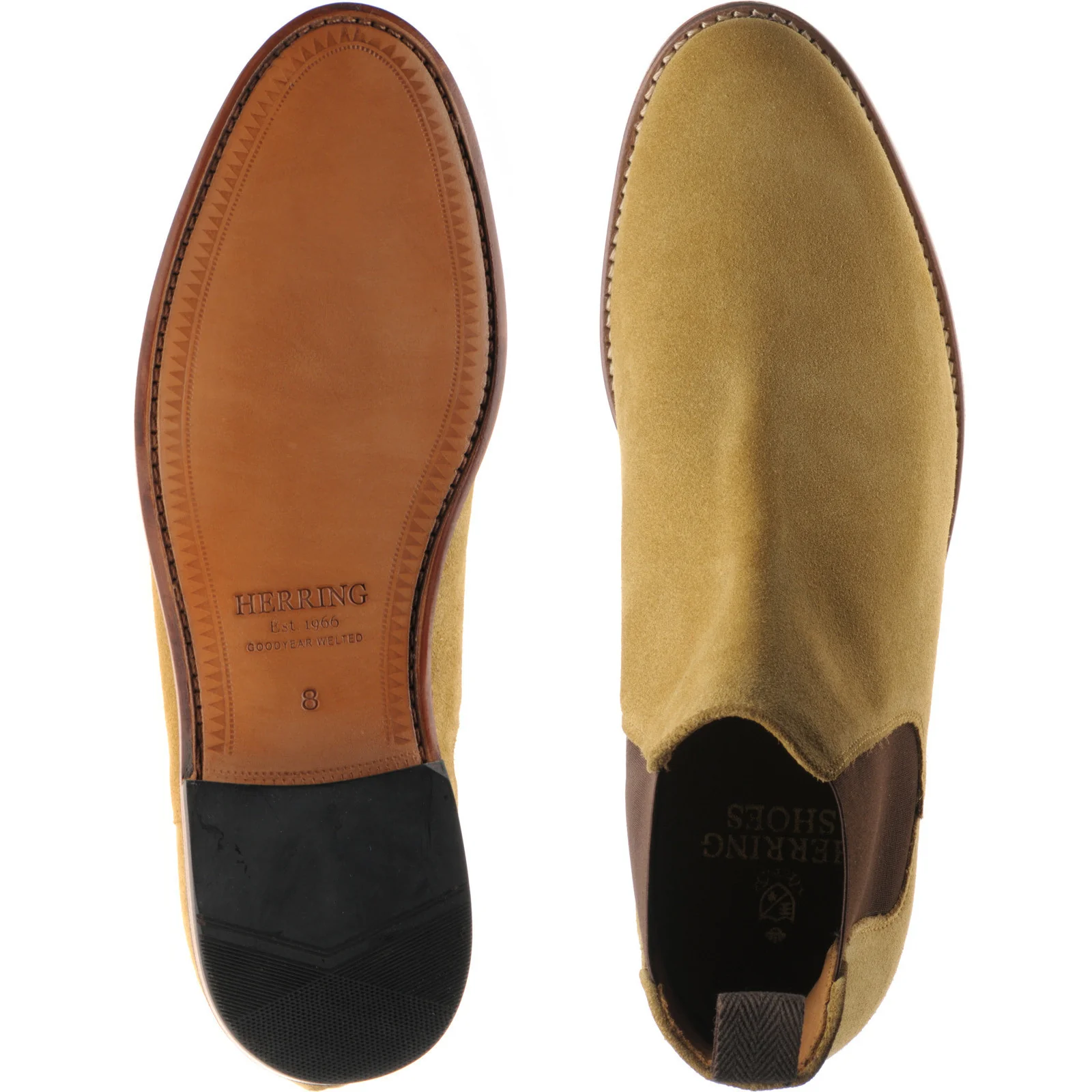 Herring Sittaford mens Chelsea boots in honey suede - Image 3