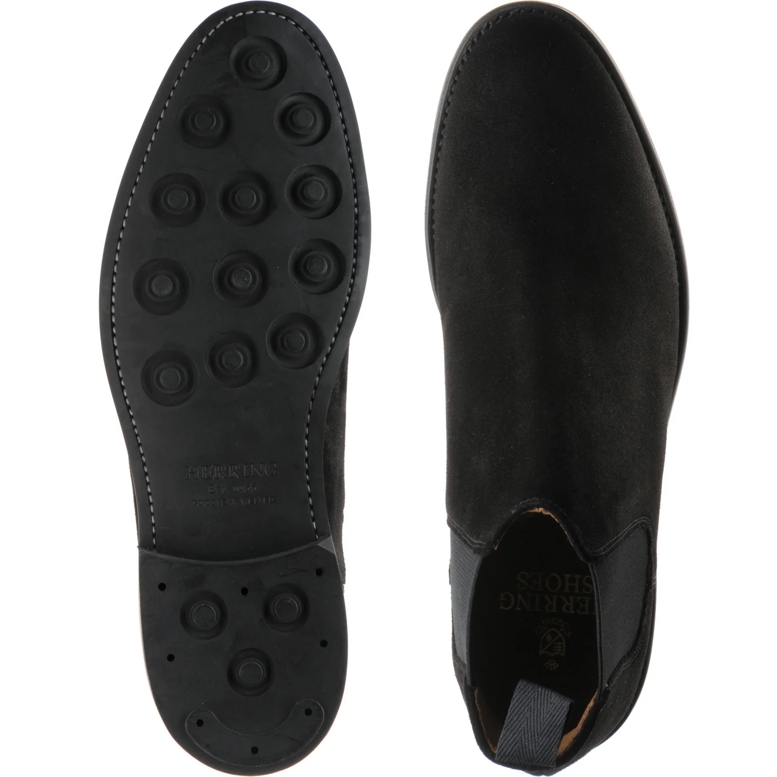 Herring Sittaford Rubber mens rubber-soled Chelsea boots in black suede - Image 3
