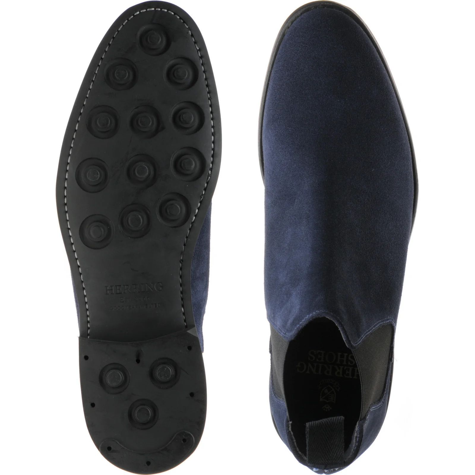 Herring Sittaford Rubber mens rubber-soled Chelsea boots in blue suede - Image 3