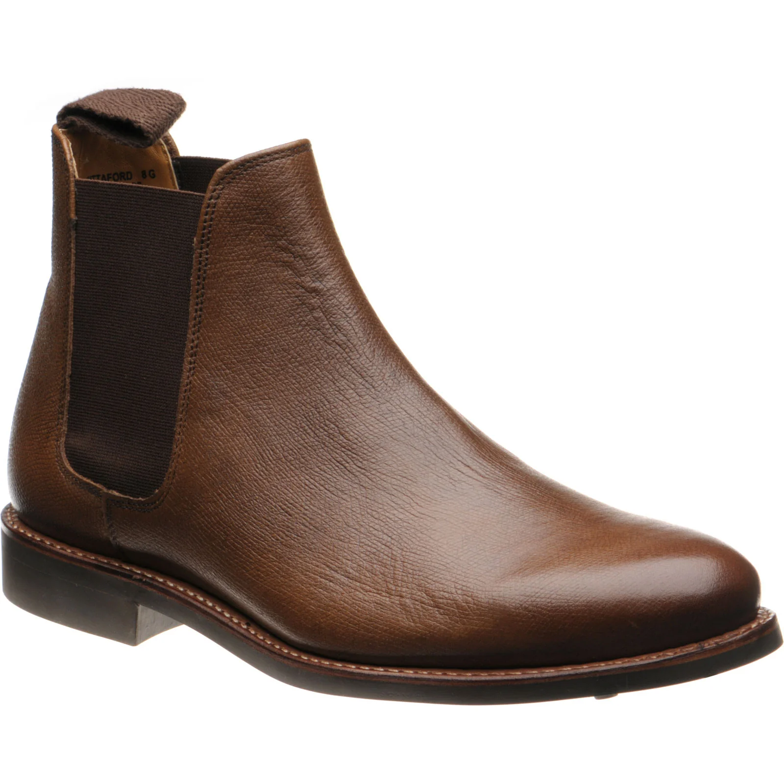 Herring Sittaford Rubber mens rubber-soled Chelsea boots in brown grain