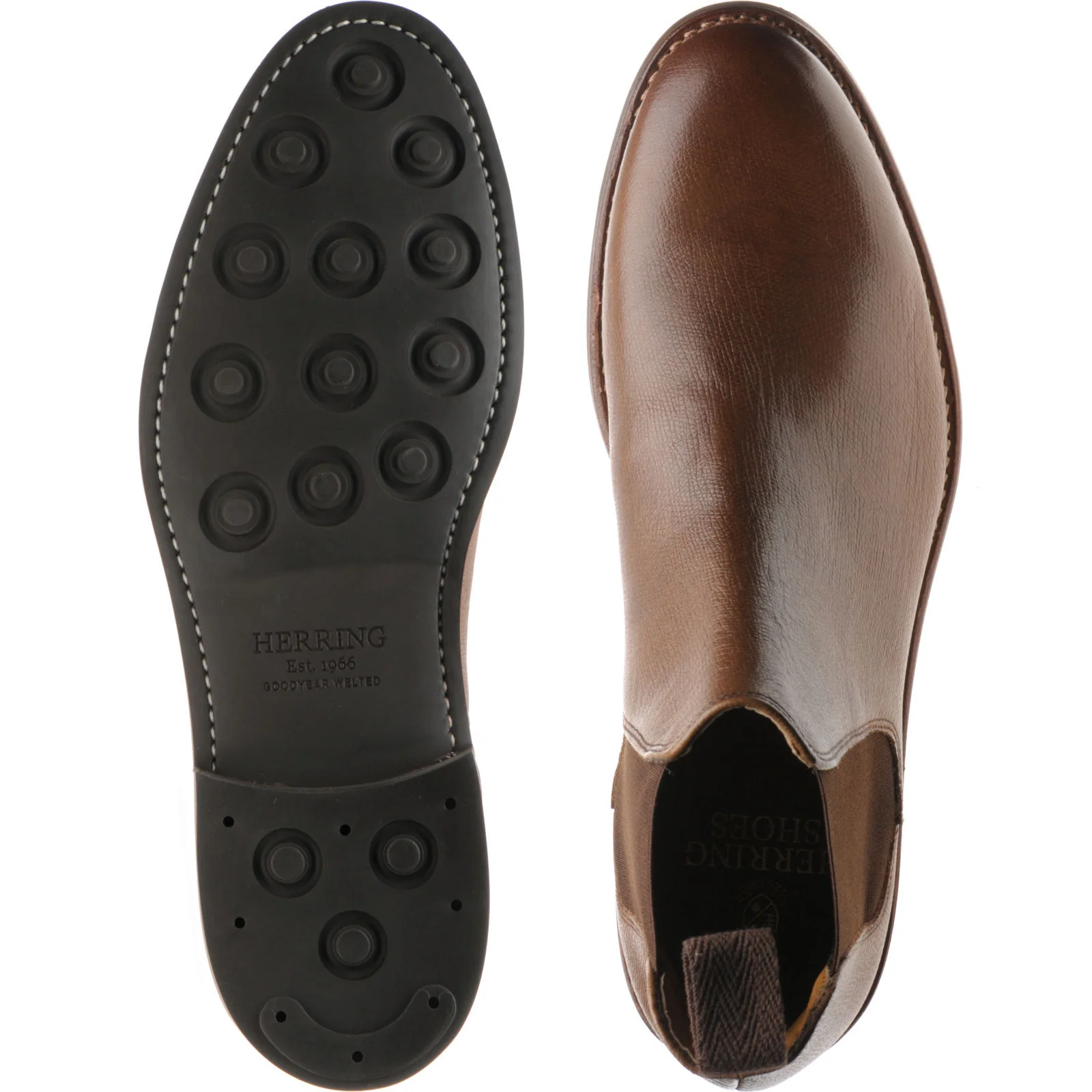 Herring Sittaford Rubber mens rubber-soled Chelsea boots in brown grain - Image 3