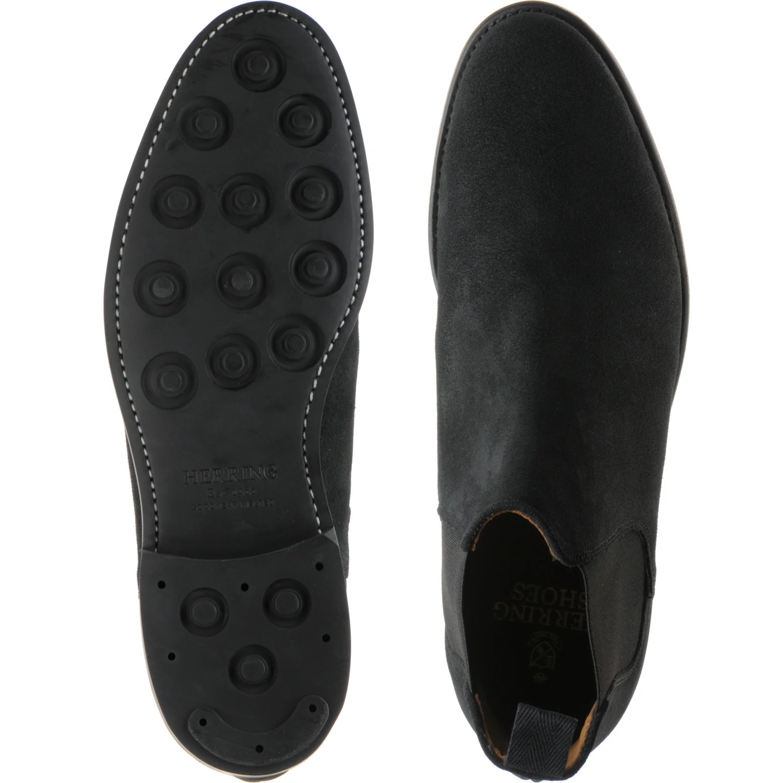Herring Sittaford Rubber mens rubber-soled Chelsea boots in charcoal suede - Image 3