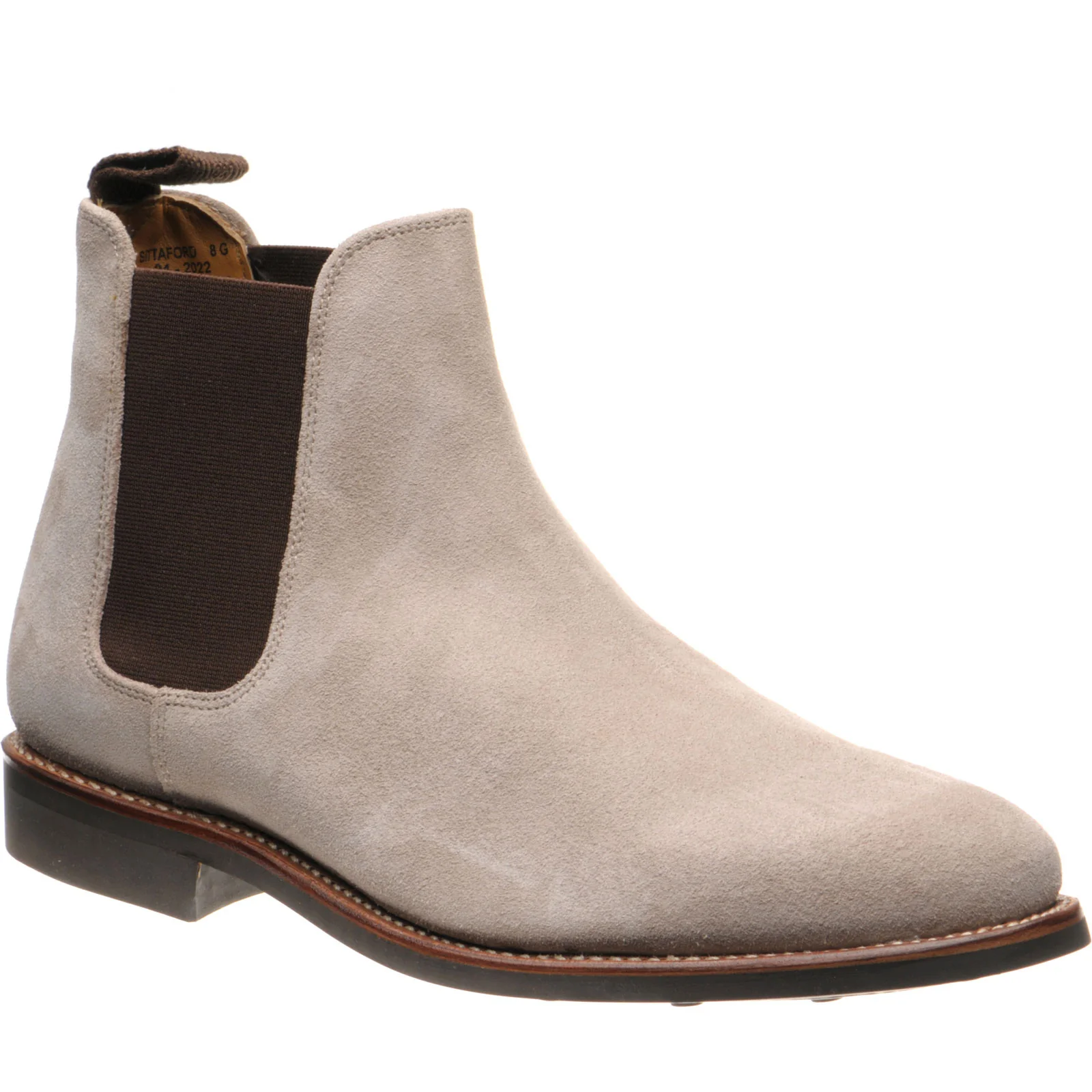 Herring Sittaford Rubber mens rubber-soled Chelsea boots in stone suede