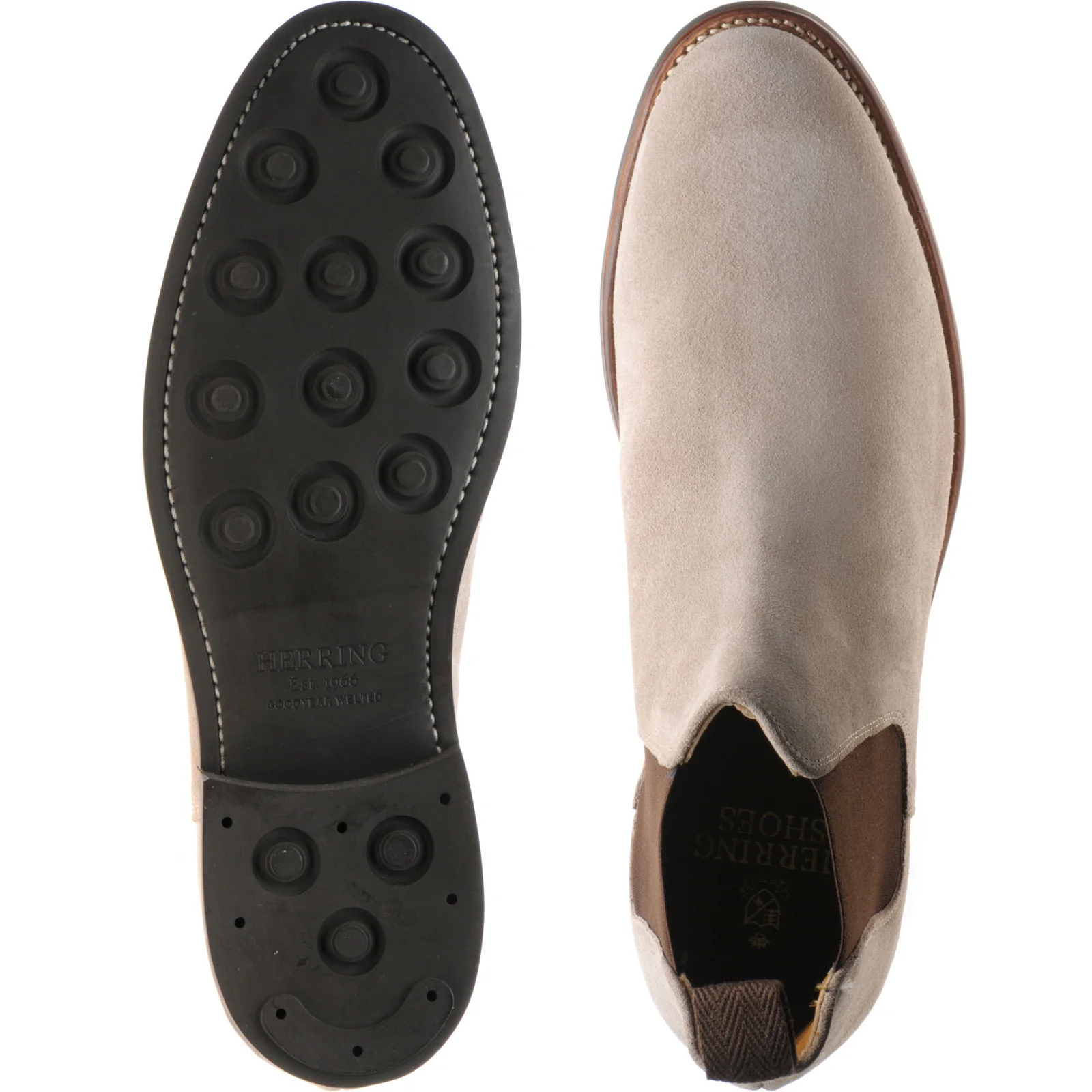 Herring Sittaford Rubber mens rubber-soled Chelsea boots in stone suede - Image 3