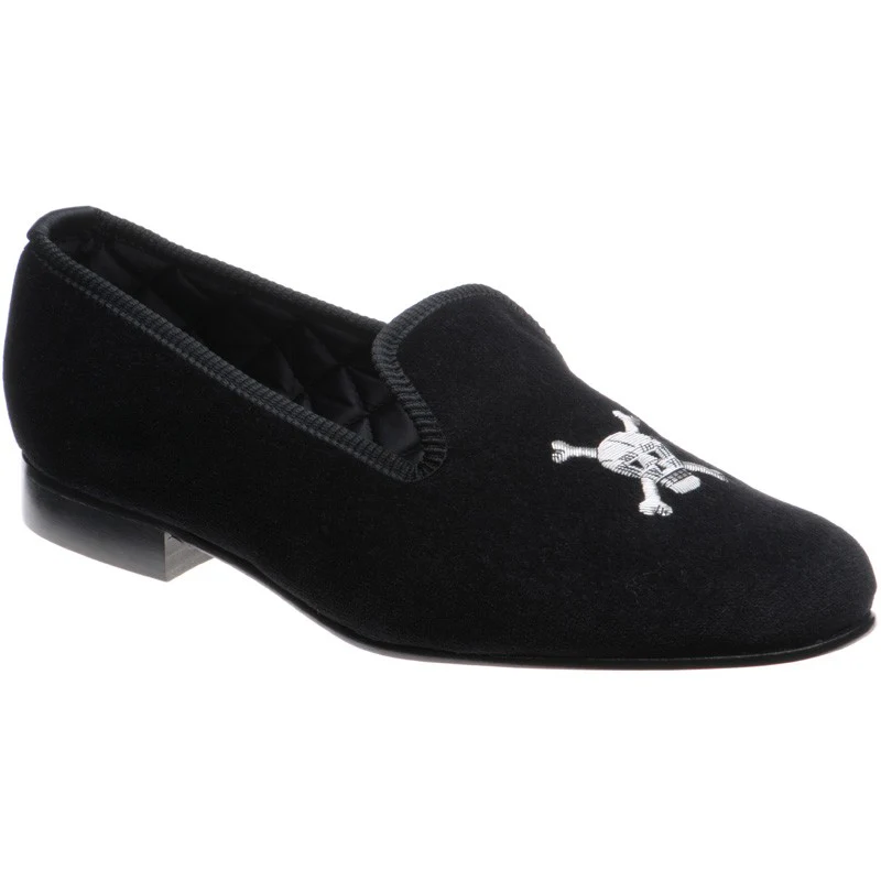 Herring Skull Slipper mens house shoes in black velvet