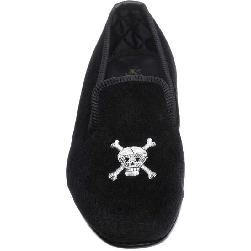Herring Skull Slipper mens house shoes in black velvet - Image 2