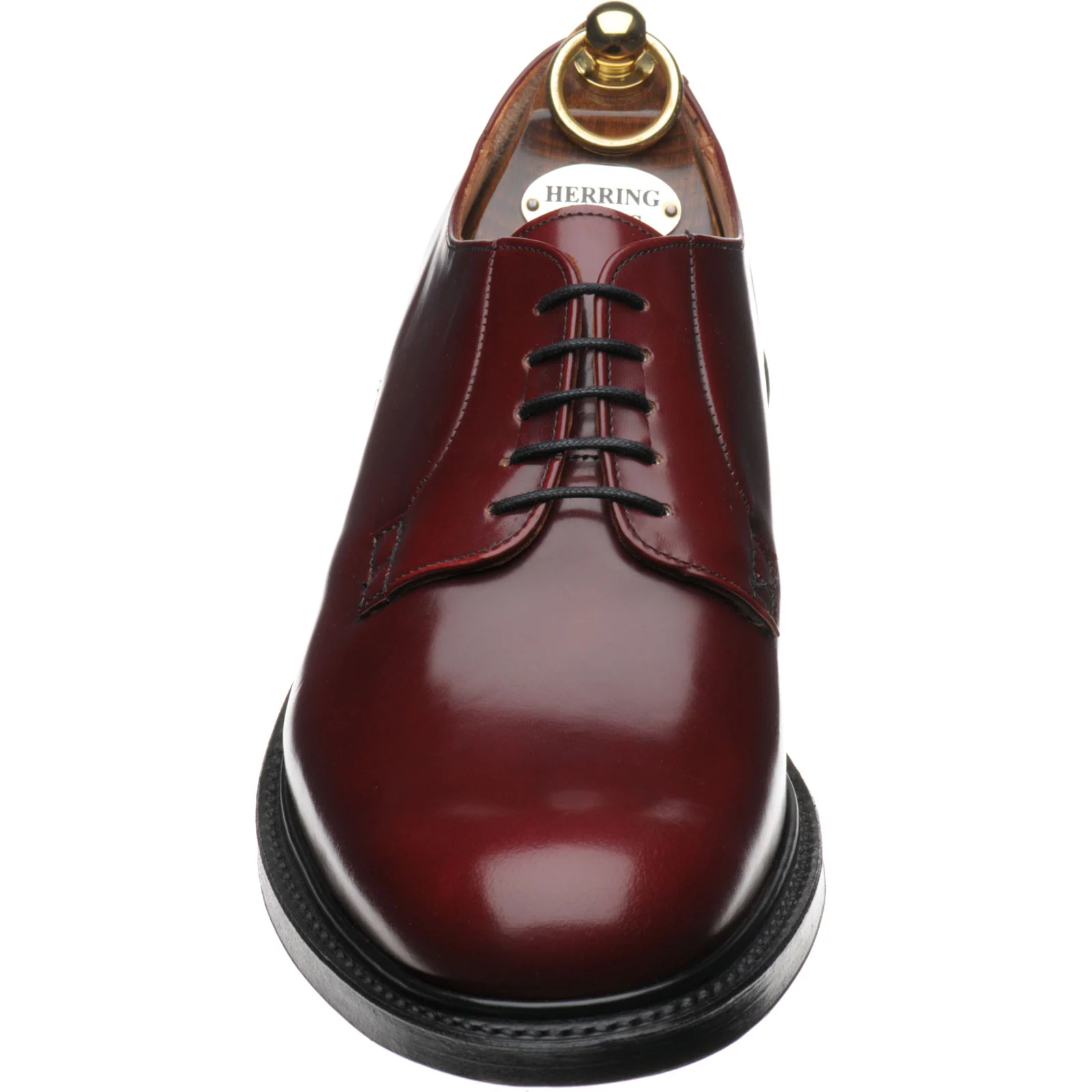 Herring Slaney mens Derby shoes in burgundy polished - Image 2