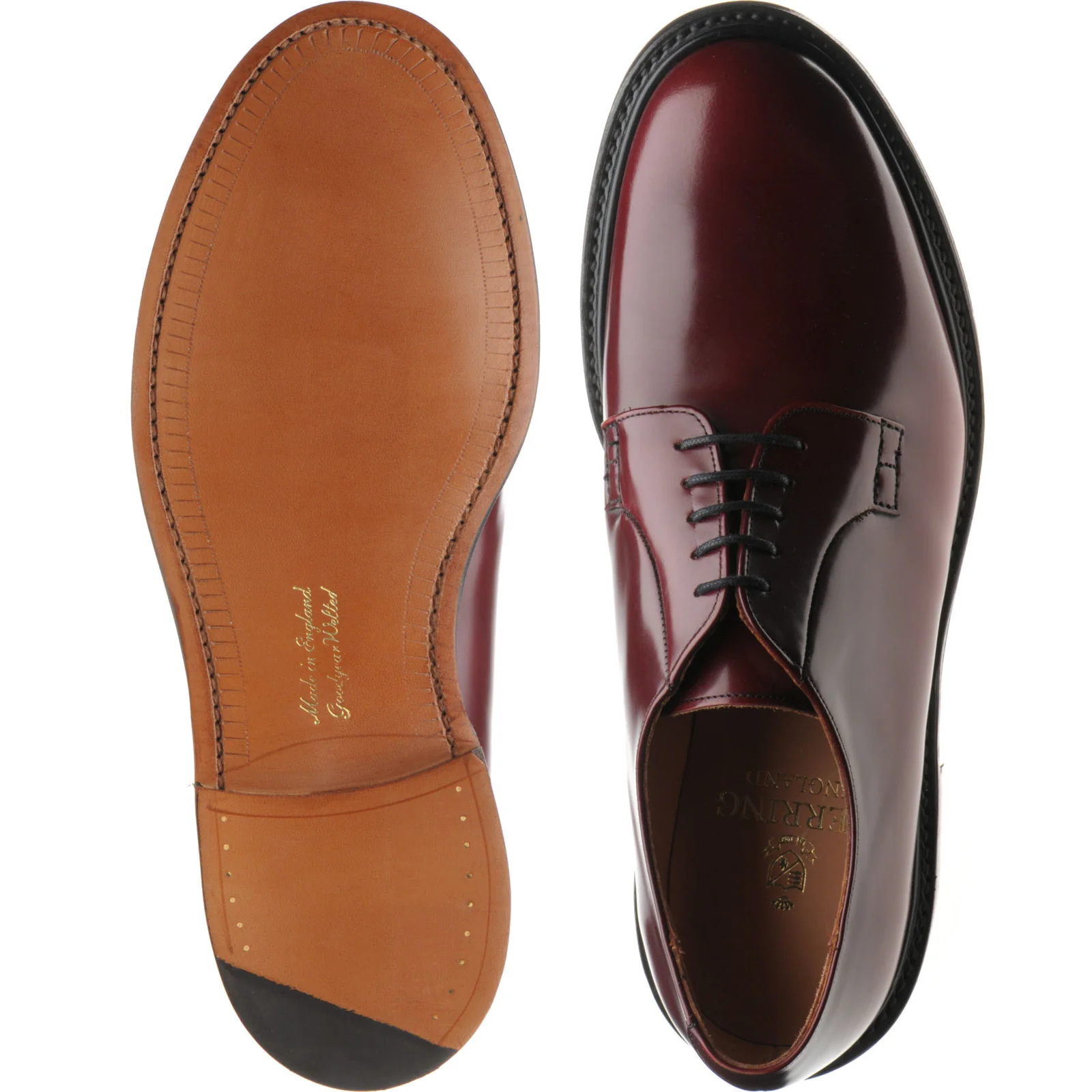 Herring Slaney mens Derby shoes in burgundy polished - Image 3