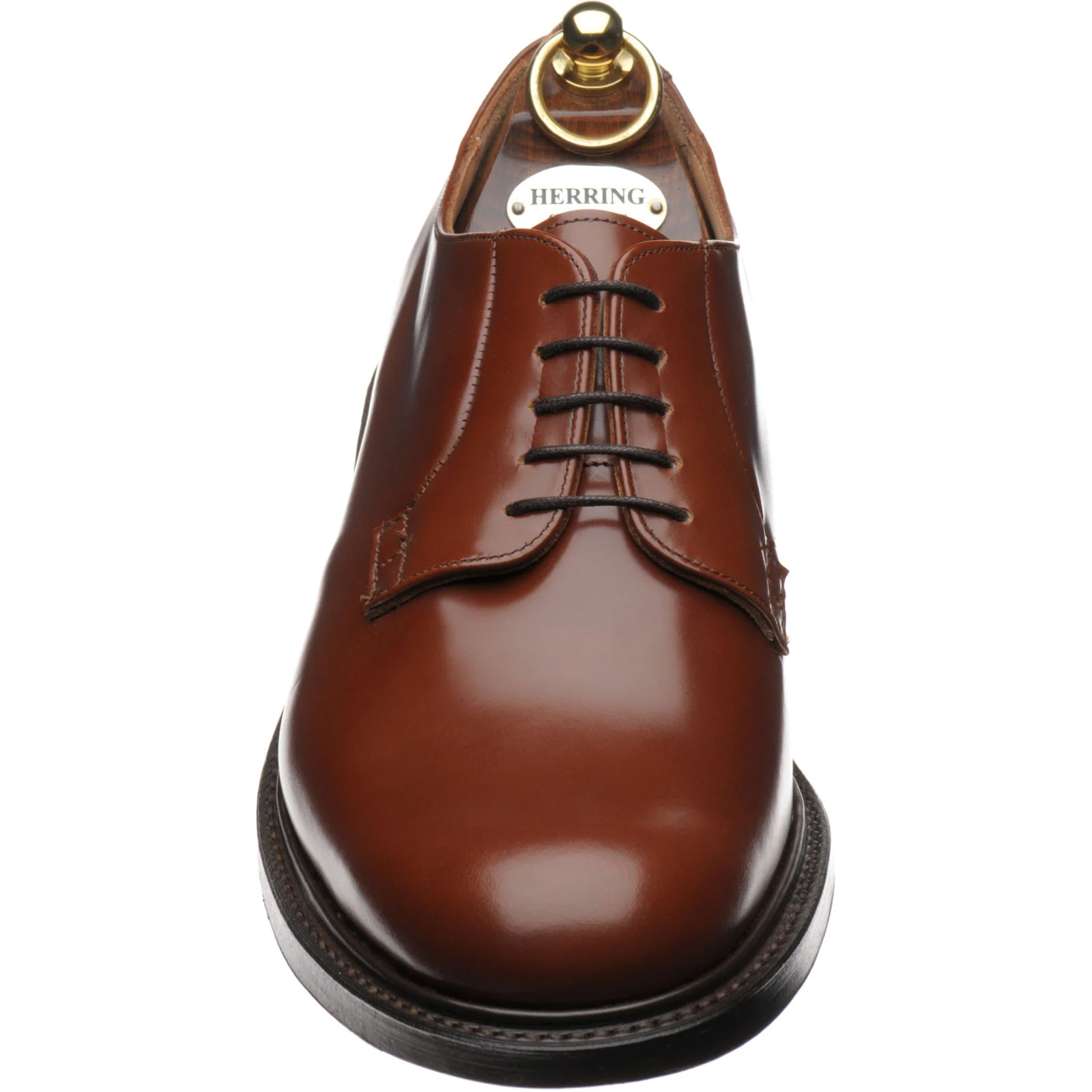 Herring Slaney mens Derby shoes in santalum brown polished - Image 2