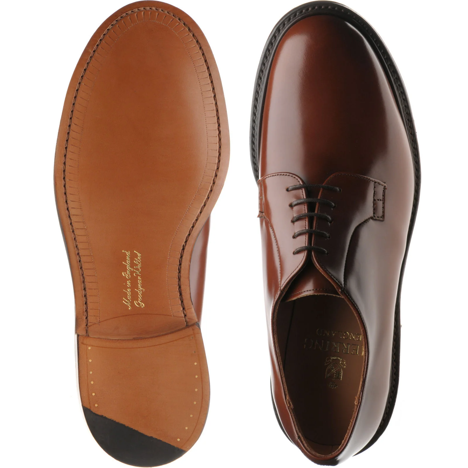 Herring Slaney mens Derby shoes in santalum brown polished - Image 3