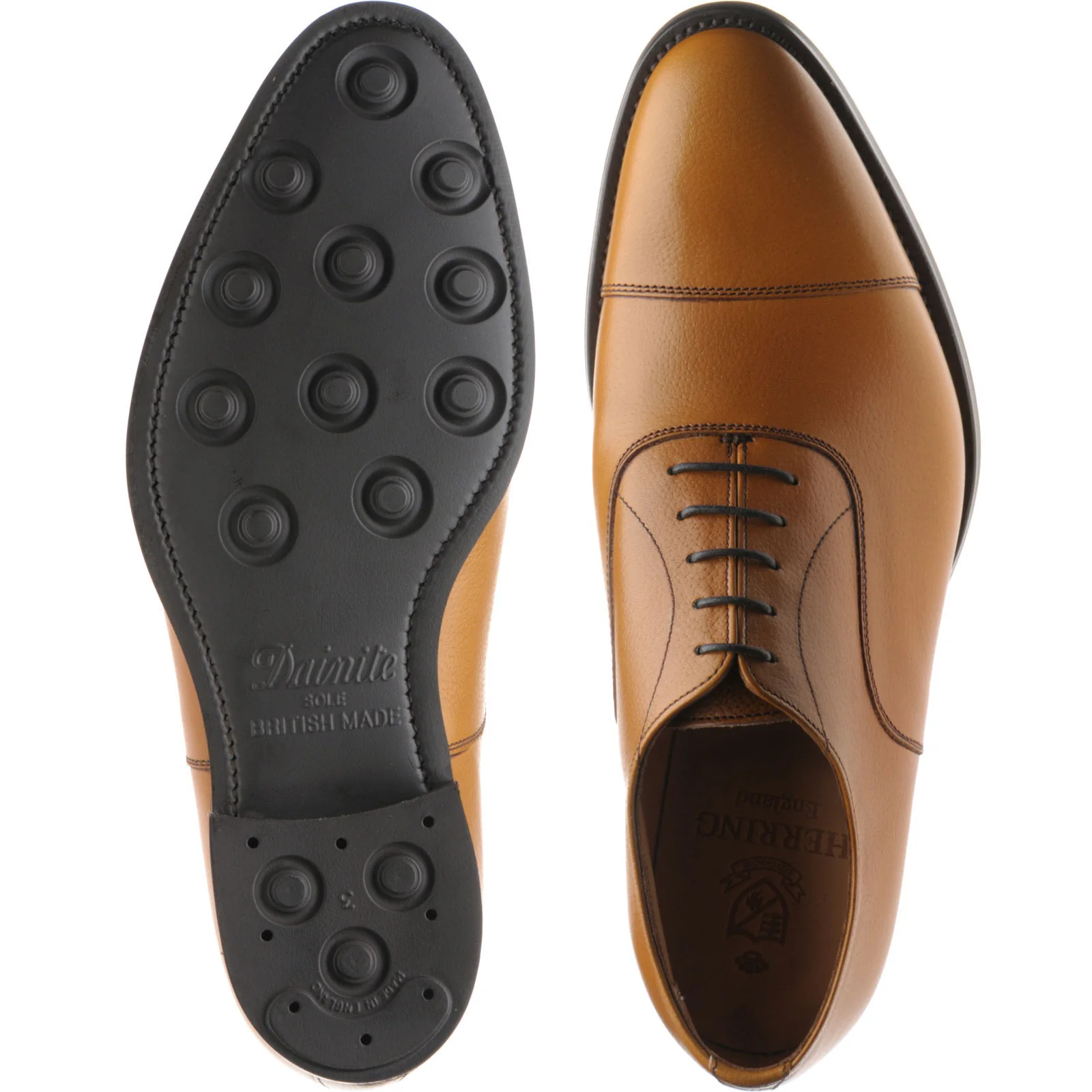 Herring Sligo Rubber mens rubber-soled Oxfords in tan grain calf - Image 3