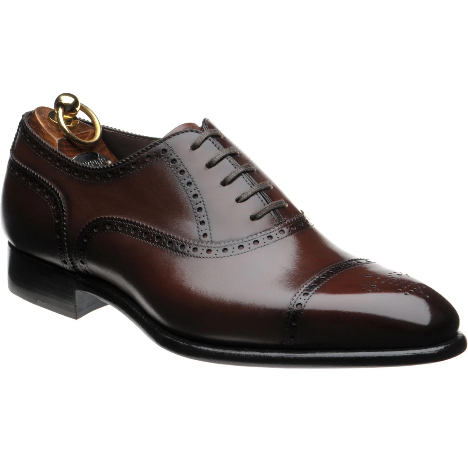 Herring Sloane mens semi-brogues in dark brown calf (second)