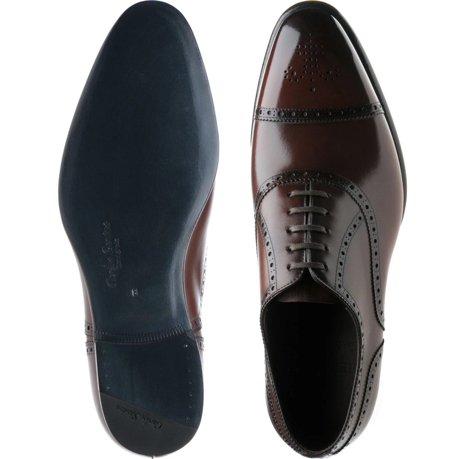 Herring Sloane mens semi-brogues in dark brown calf (second) - Image 3