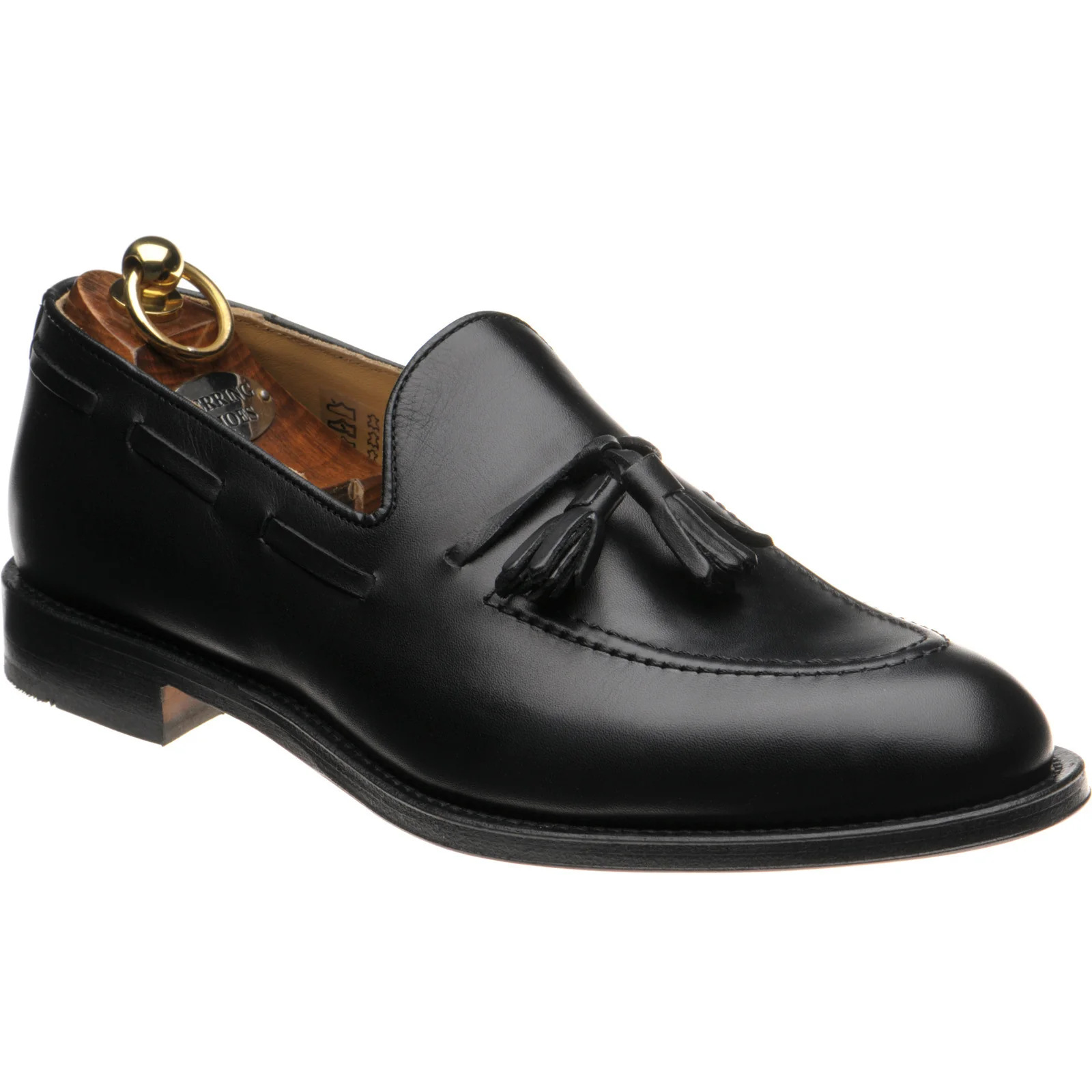 Herring St Davids mens tasselled loafers in black calf
