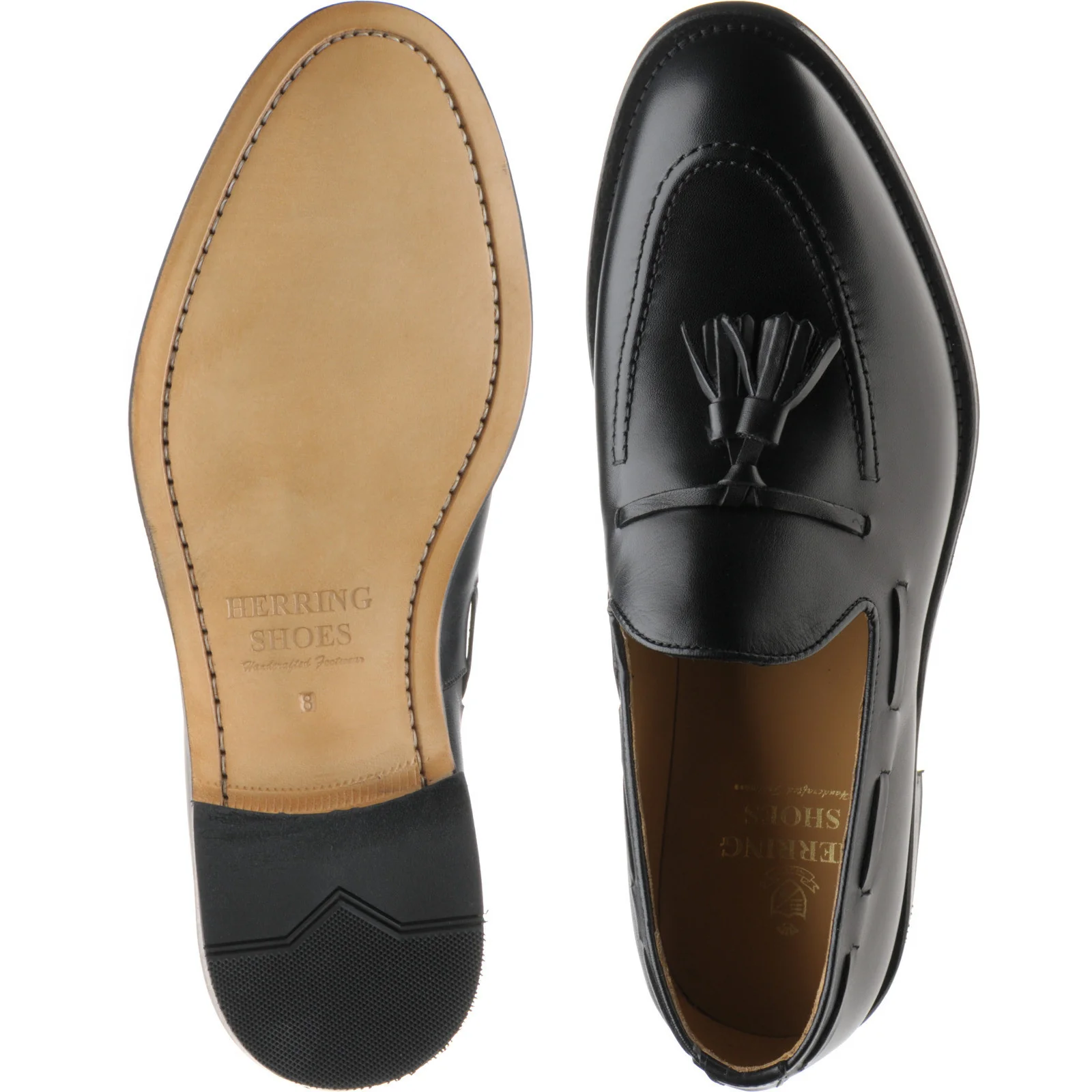 Herring St Davids mens tasselled loafers in black calf - Image 3