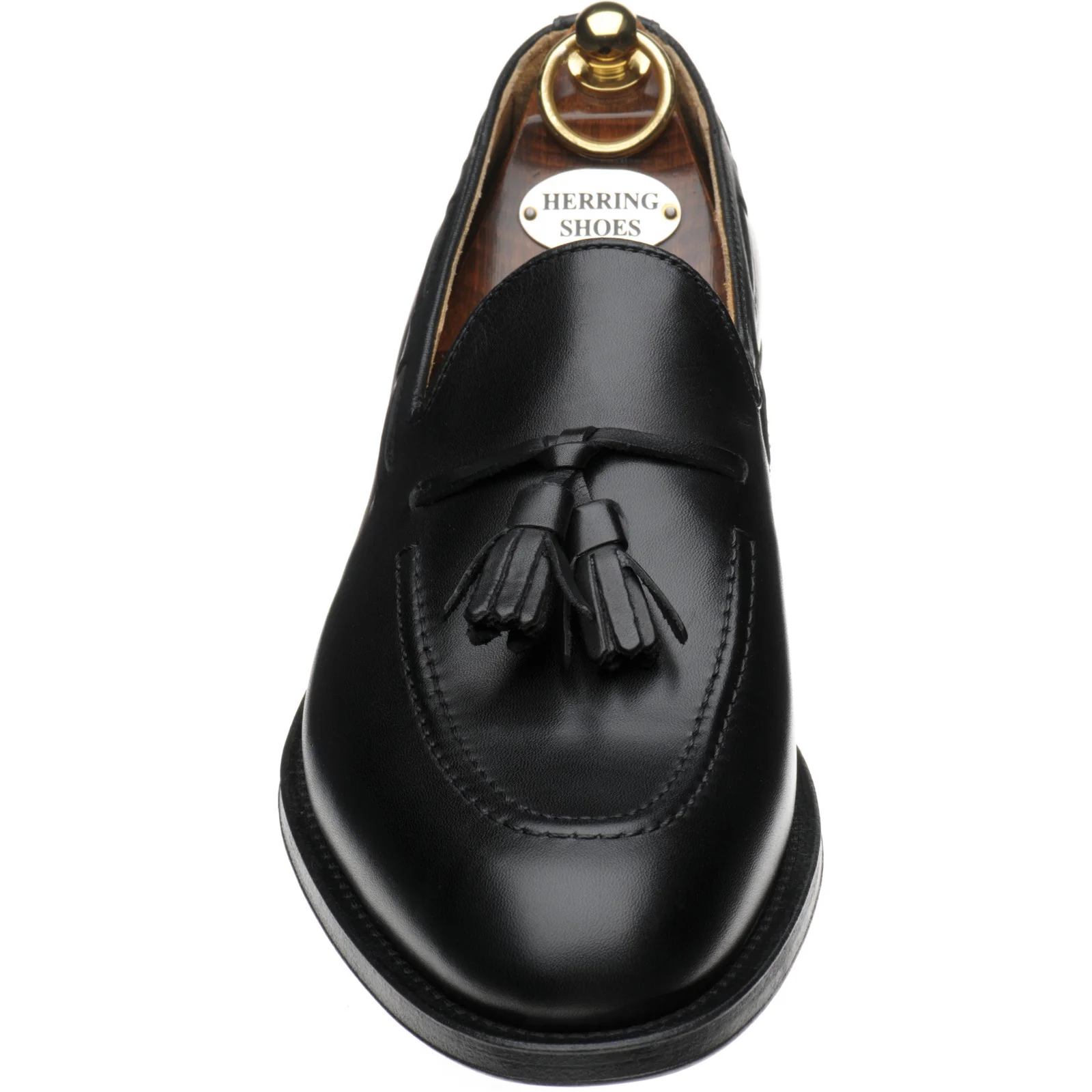 Herring St Davids mens tasselled loafers in black calf (second) - Image 2