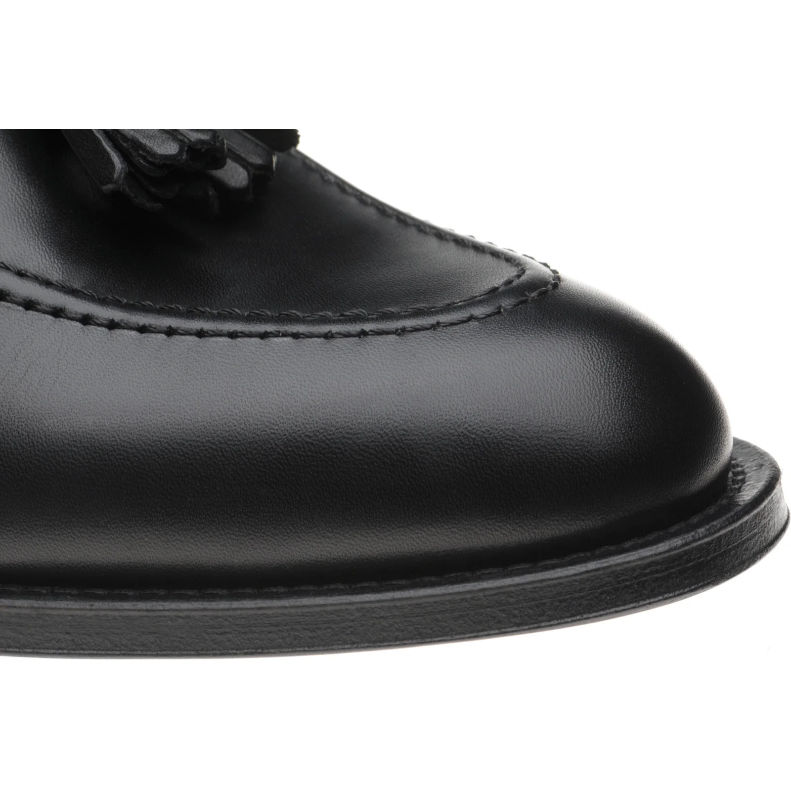 Herring St Davids mens tasselled loafers in black calf (second) - Image 5