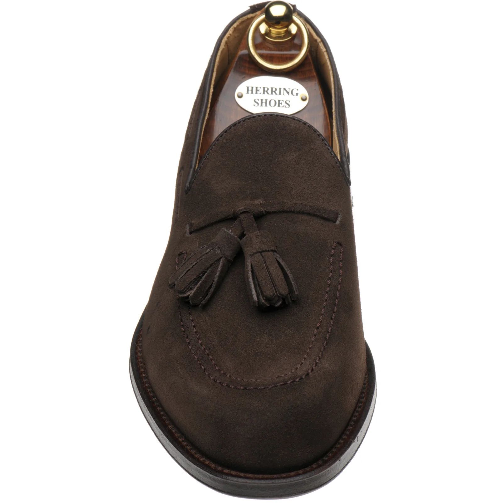 Herring St Davids mens tasselled loafers in dark brown suede - Image 2