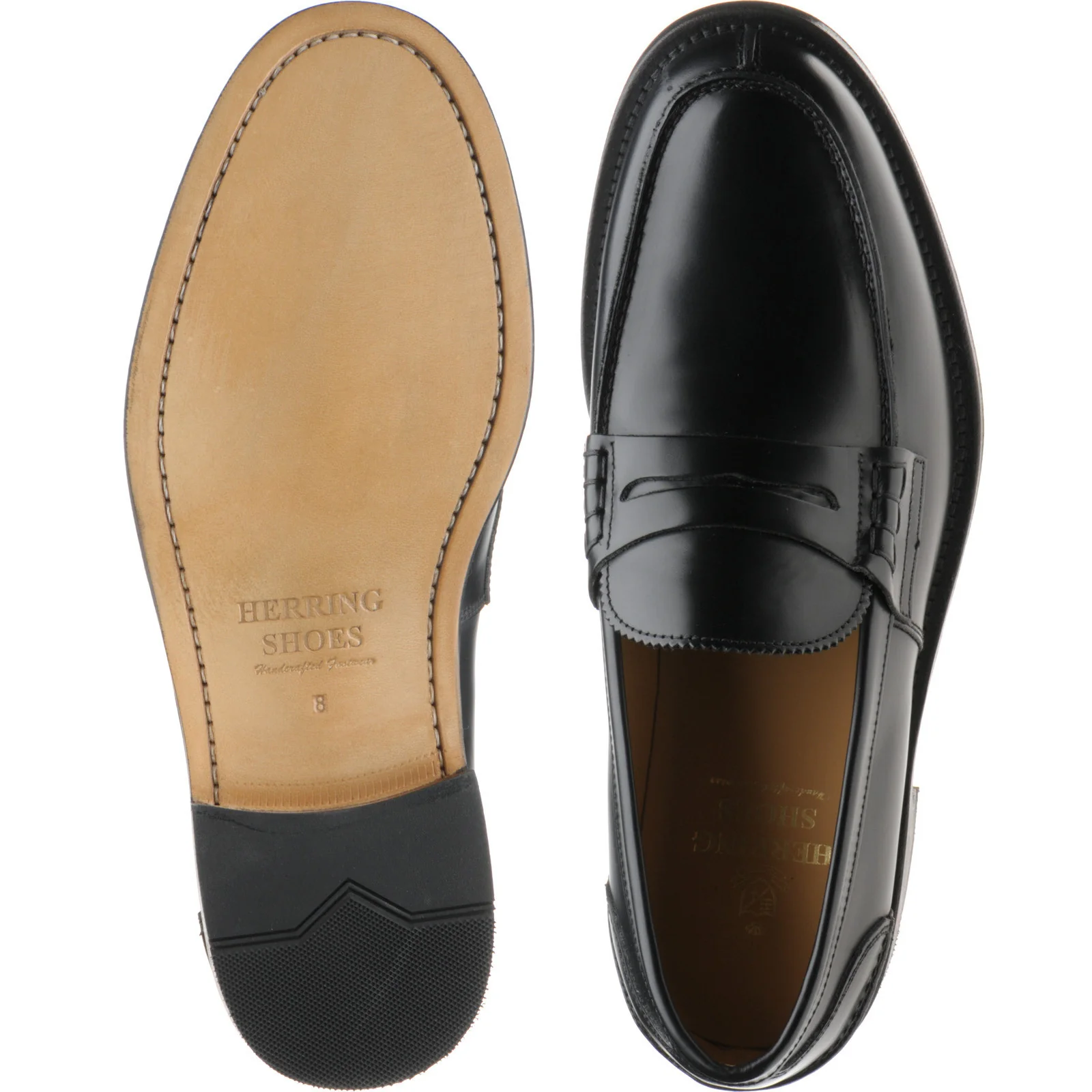Herring St George mens loafers in black polished - Image 3