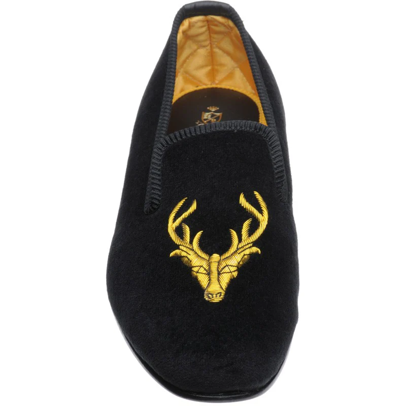 Herring Stag Slipper mens house shoes in black velvet - Image 2