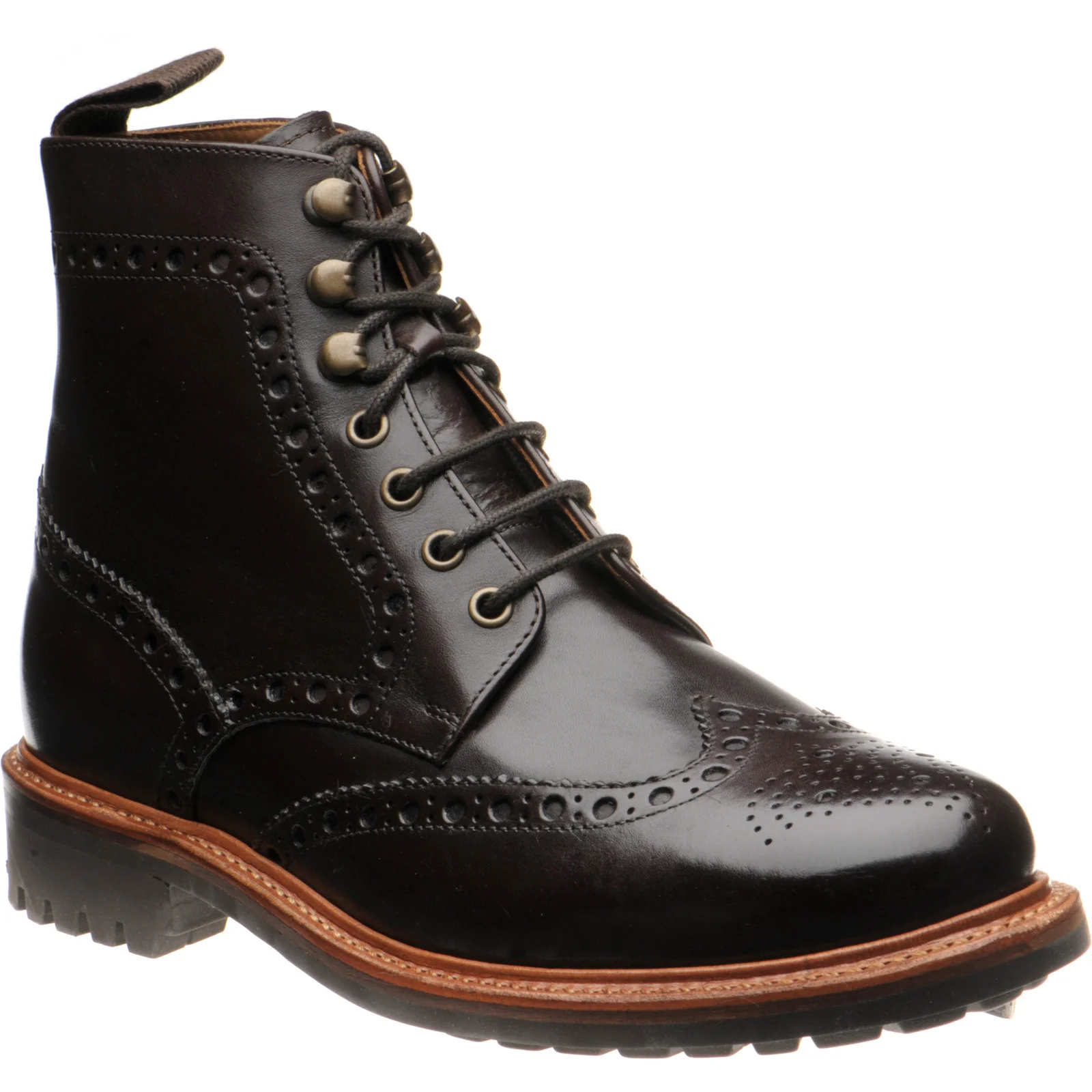 Herring Steeperton II mens rubber-soled boots in dark brown calf