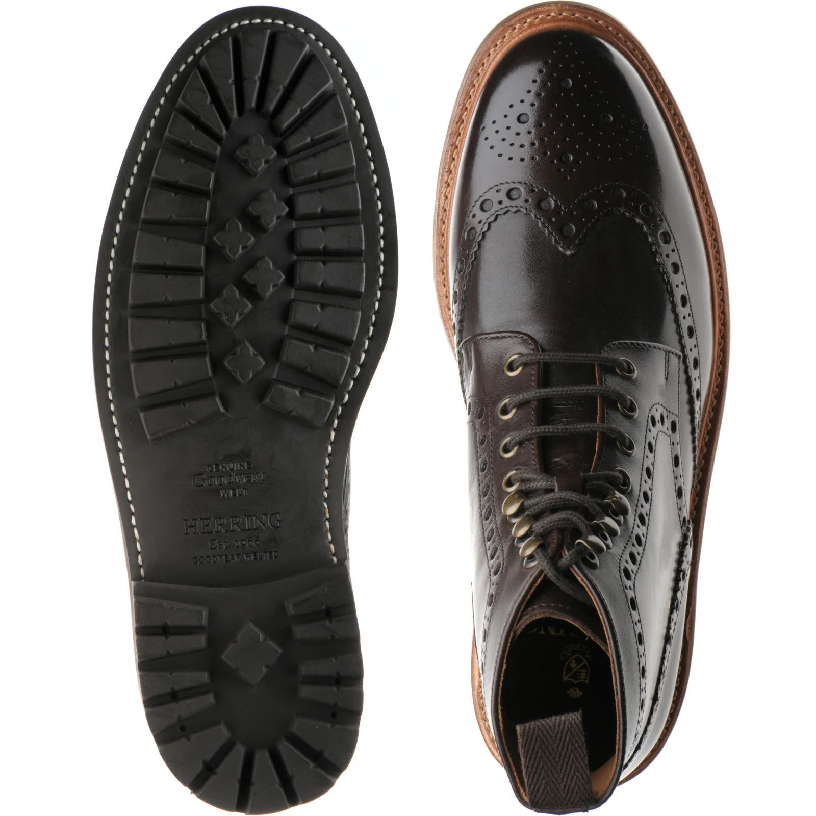 Herring Steeperton II mens rubber-soled boots in dark brown calf - Image 3