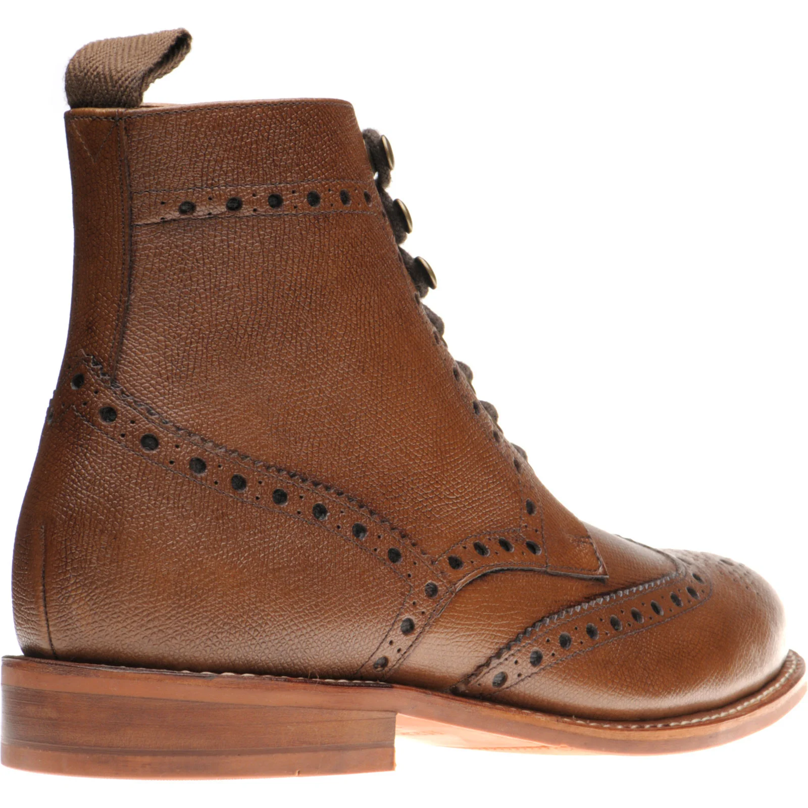 Herring Steeperton mens rubber-soled brogue boots in brown grain - Image 4