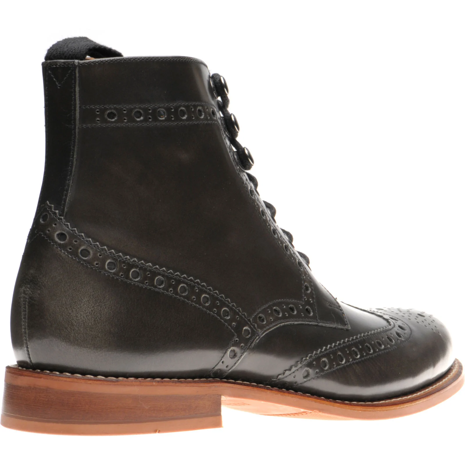 Herring Steeperton mens rubber-soled brogue boots in grey rub off hi-shine - Image 4