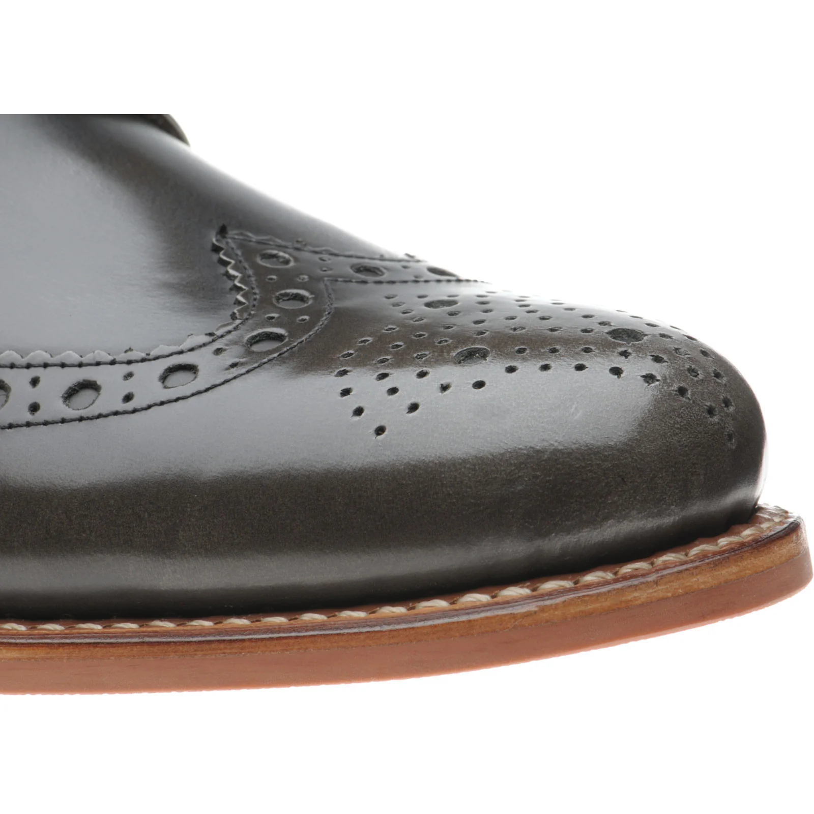 Herring Steeperton mens rubber-soled brogue boots in grey rub off hi-shine - Image 5