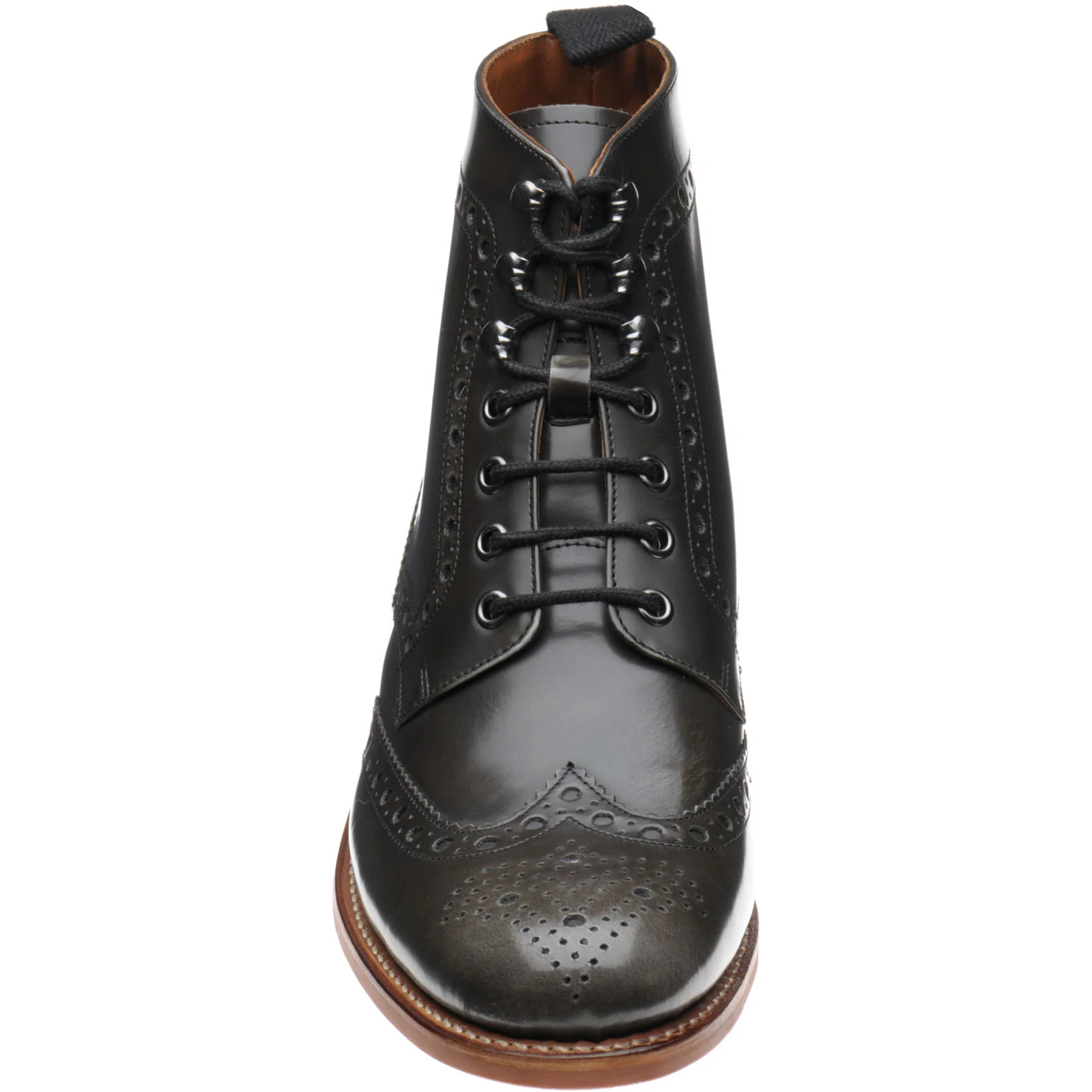 Herring Steeperton mens rubber-soled brogue boots in grey rub off hi-shine (second) - Image 2