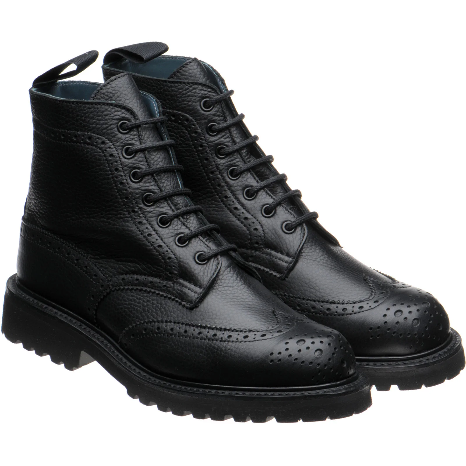 Herring Stephy ladies rubber-soled brogue boots in black muflone calf