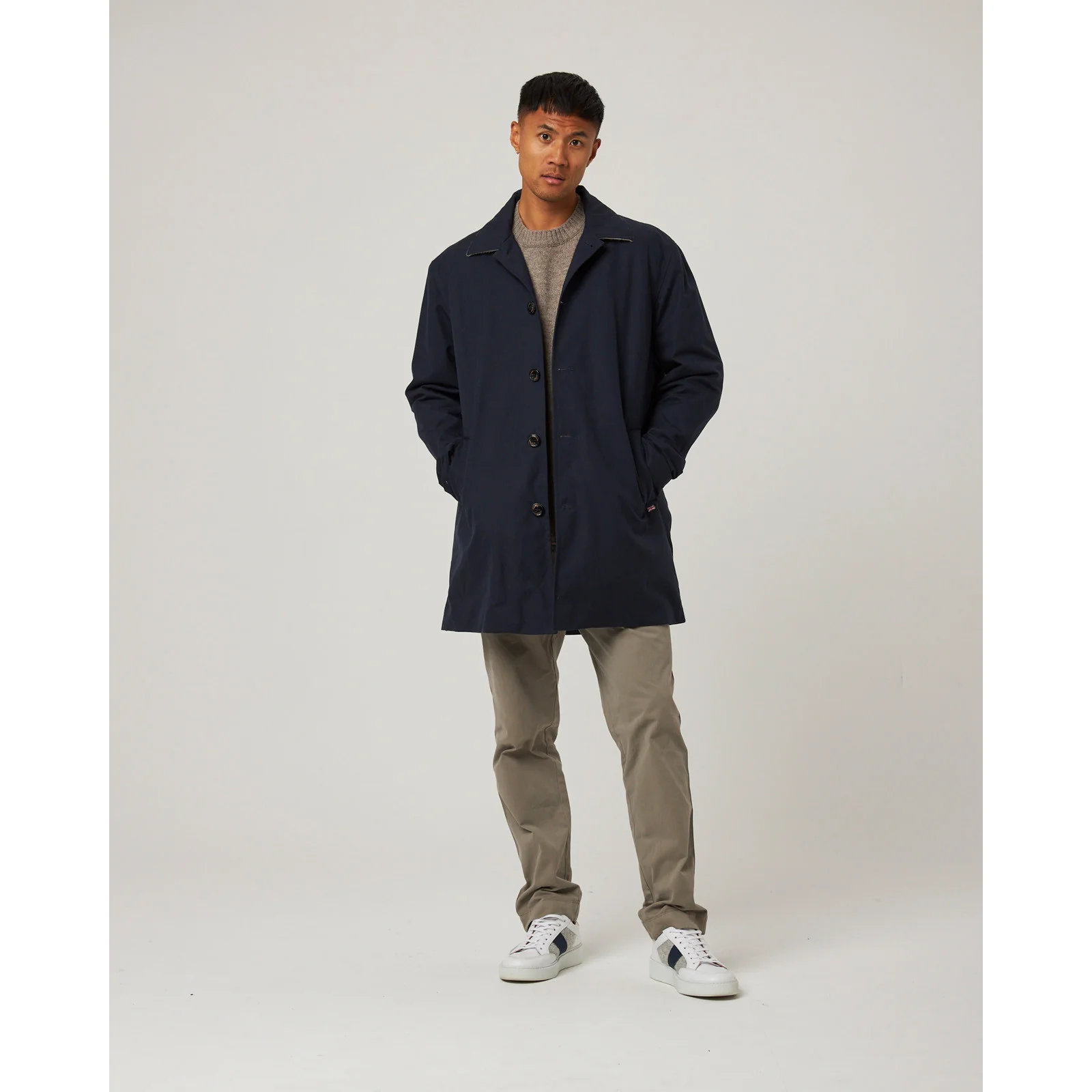Herring Street Trench Jacket by Perergrine in navy - Image 2