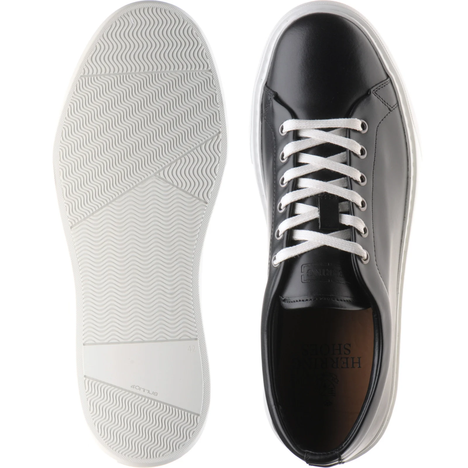 Herring Strike II mens rubber-soled trainers in black calf - Image 3