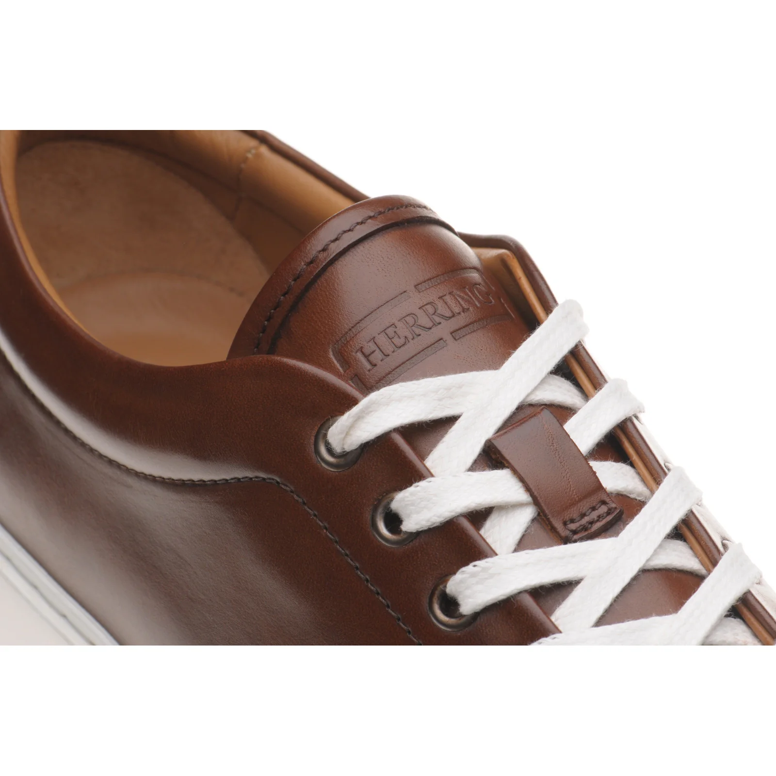 Herring Strike II mens rubber-soled trainers in cognac calf - Image 5