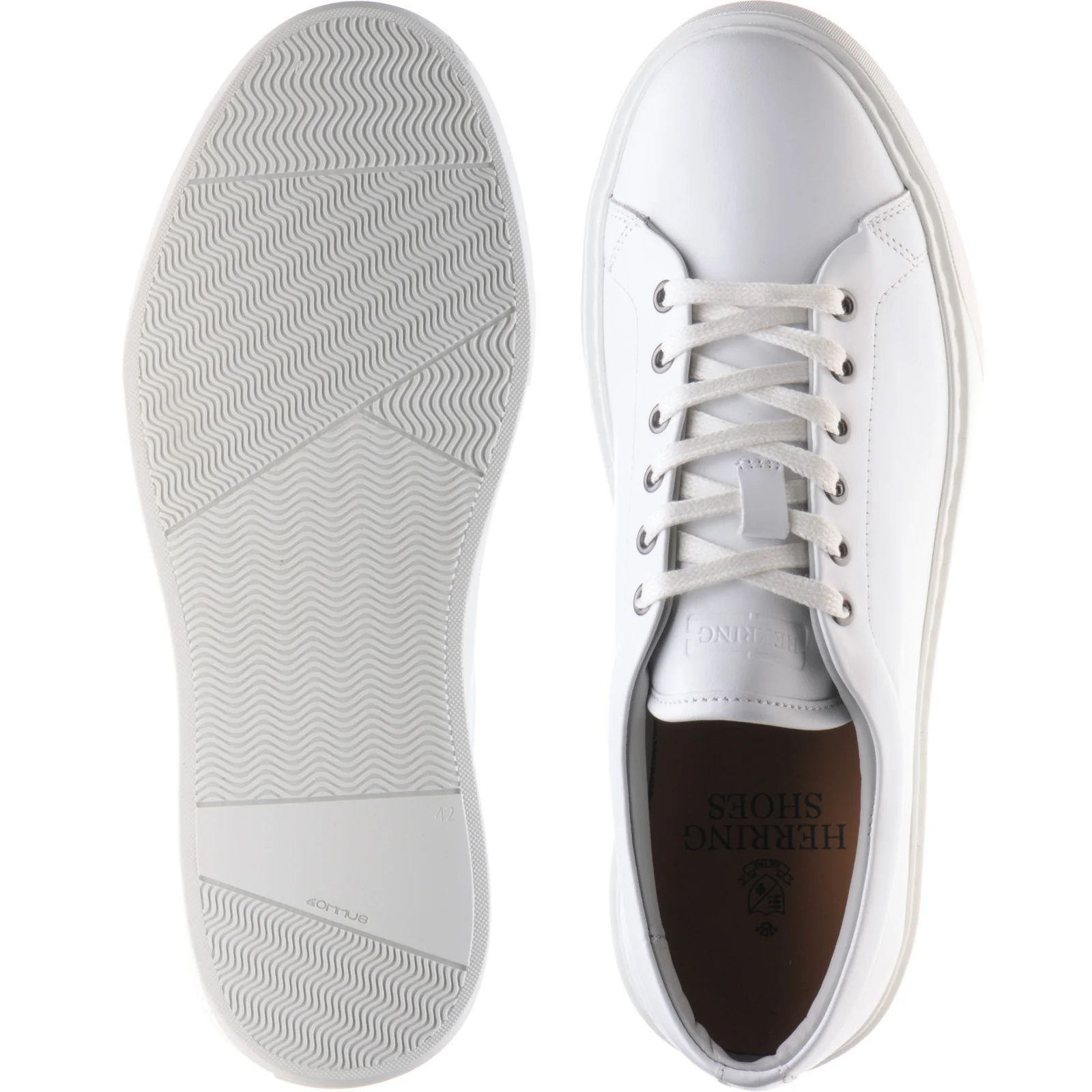 Herring Strike II mens rubber-soled trainers in white calf - Image 3